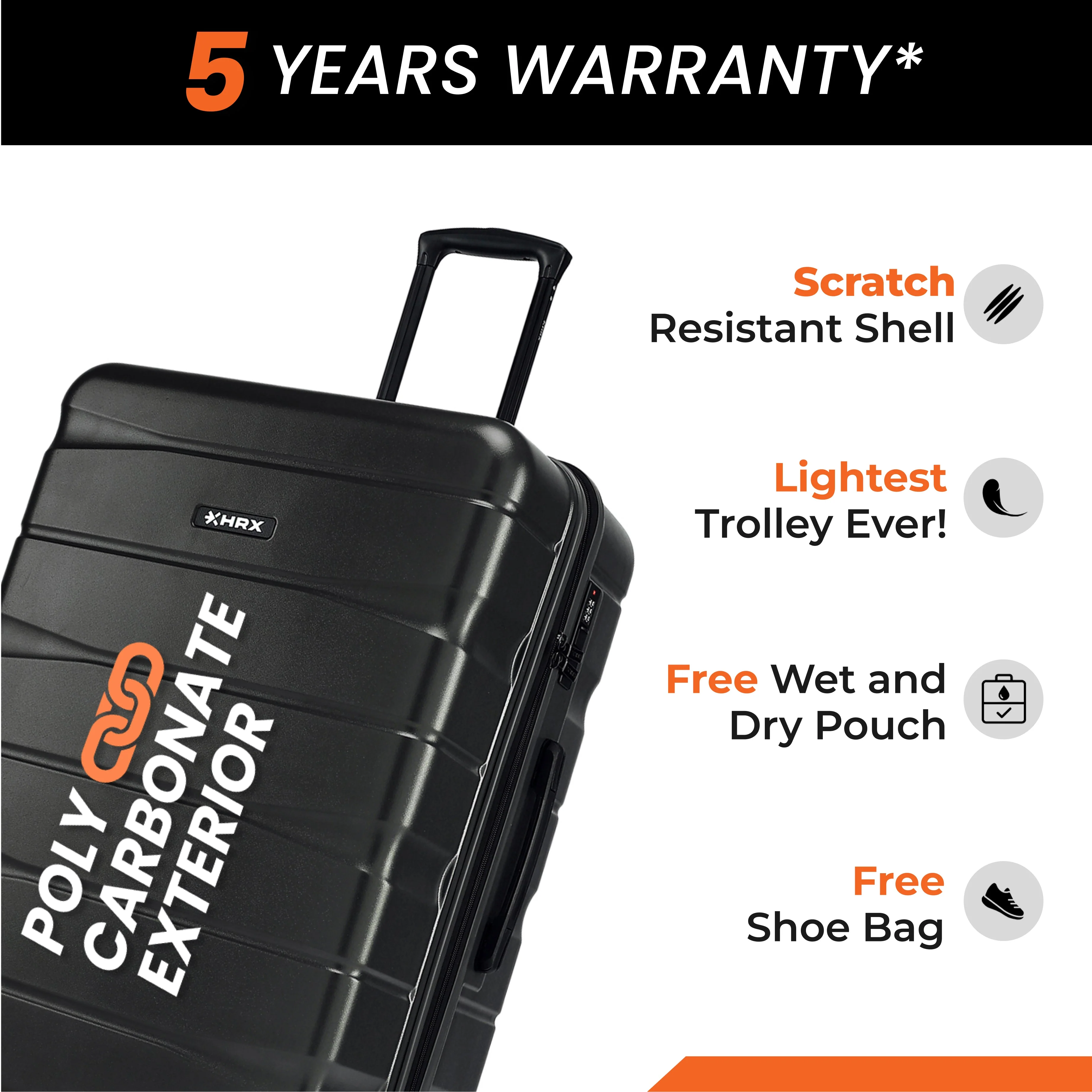 HRX by Hrithik Roshan Hard Body Set of 2 Luggage 8 Wheels - Brute - Image 12