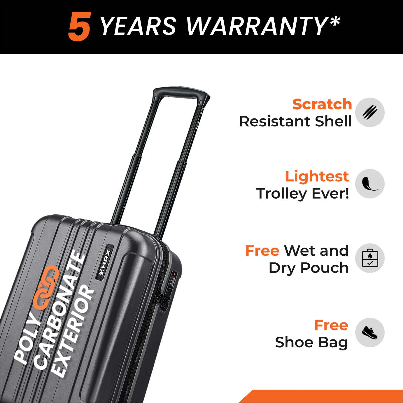 HRX by Hrithik Roshan Hard Body Set of 2 Luggage 8 Wheels - Force - Image 76