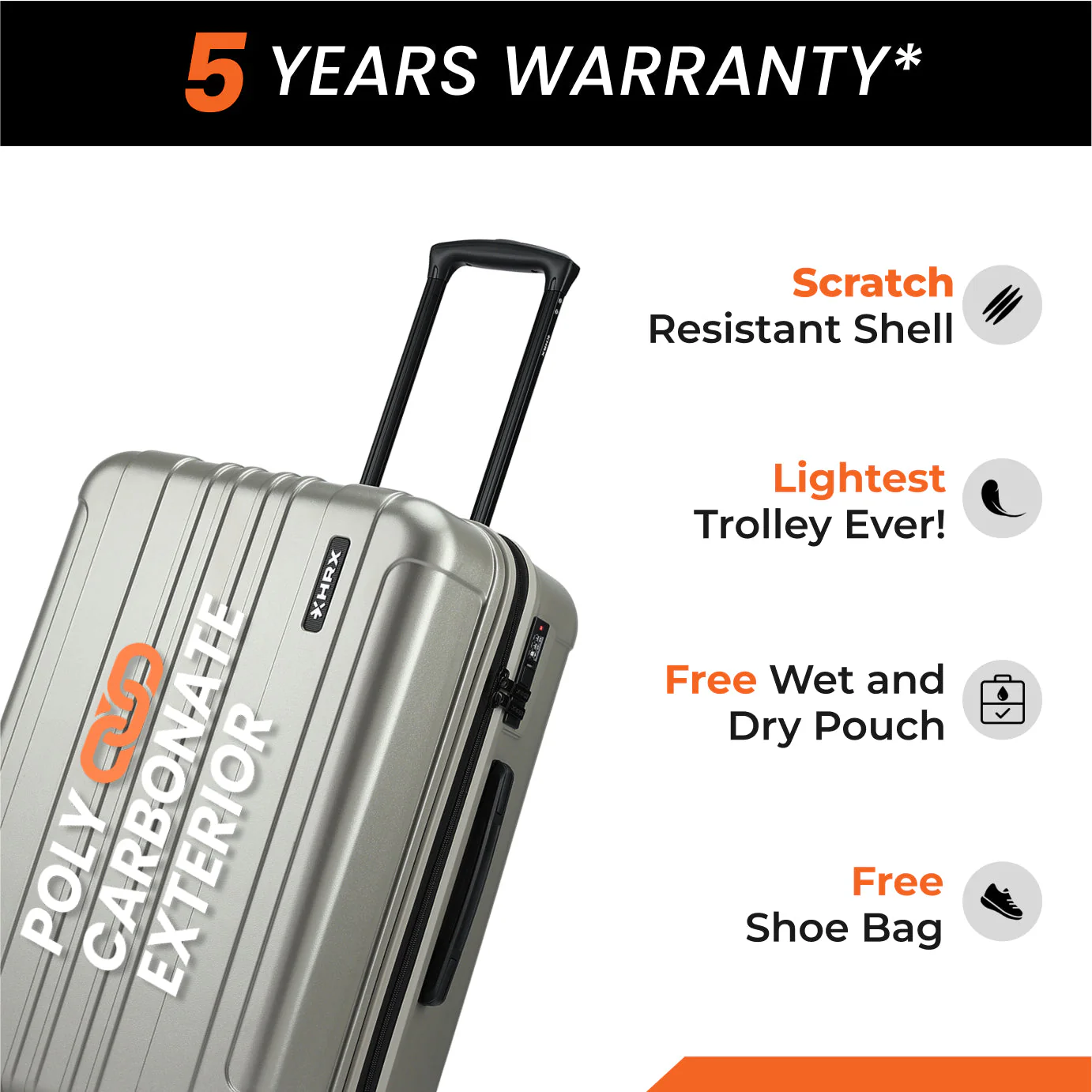 HRX by Hrithik Roshan Hard Body Set of 2 Luggage 8 Wheels - Force - Image 84
