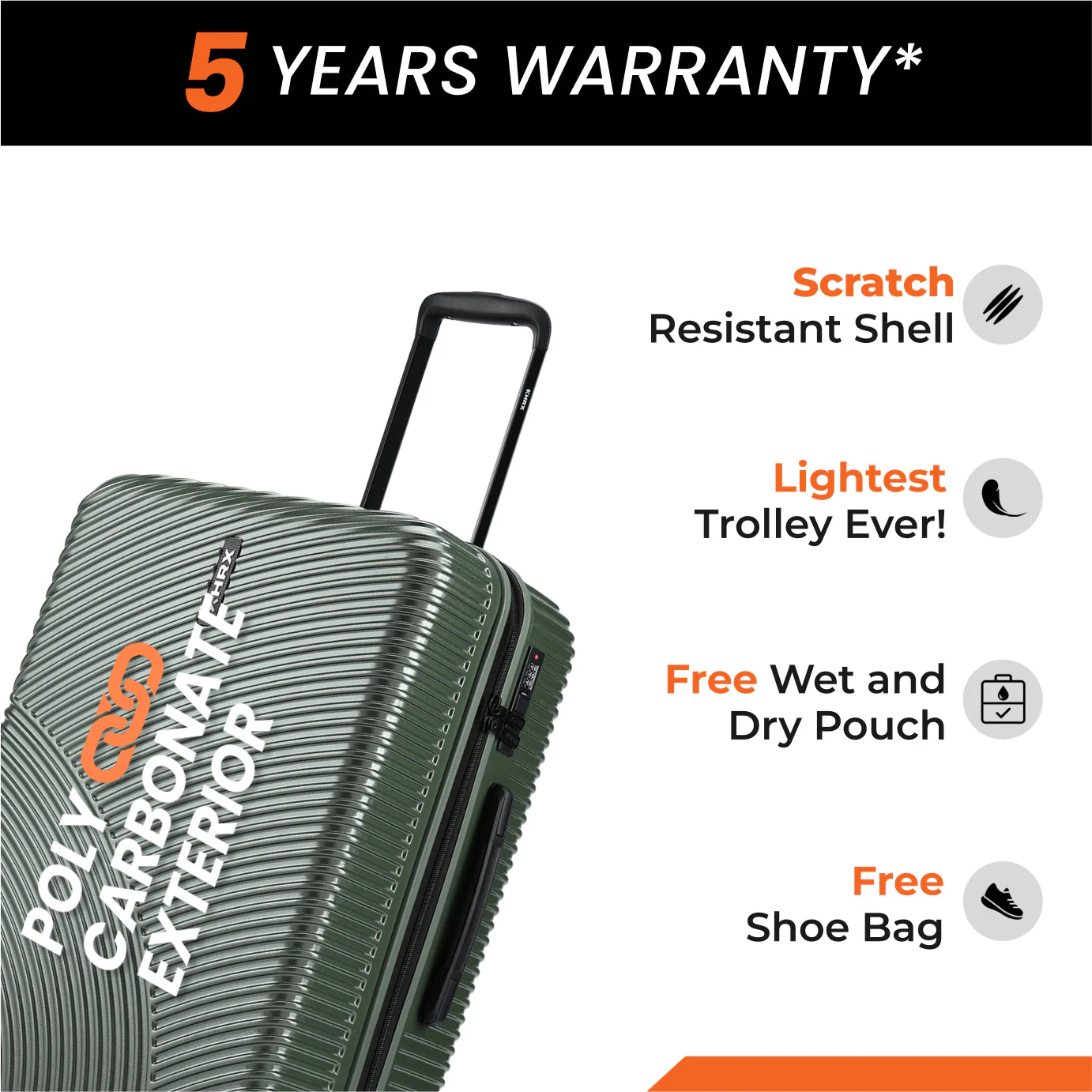 HRX by Hrithik Roshan Hard Body Set of 2 Luggage 8 Wheels - Glide - Image 30