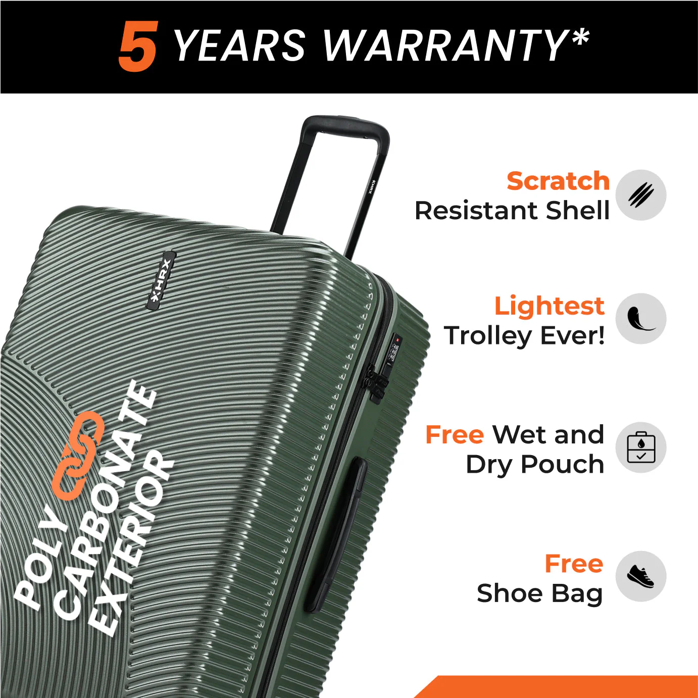HRX by Hrithik Roshan Hard Body Set of 2 Luggage 8 Wheels - Glide - Image 31