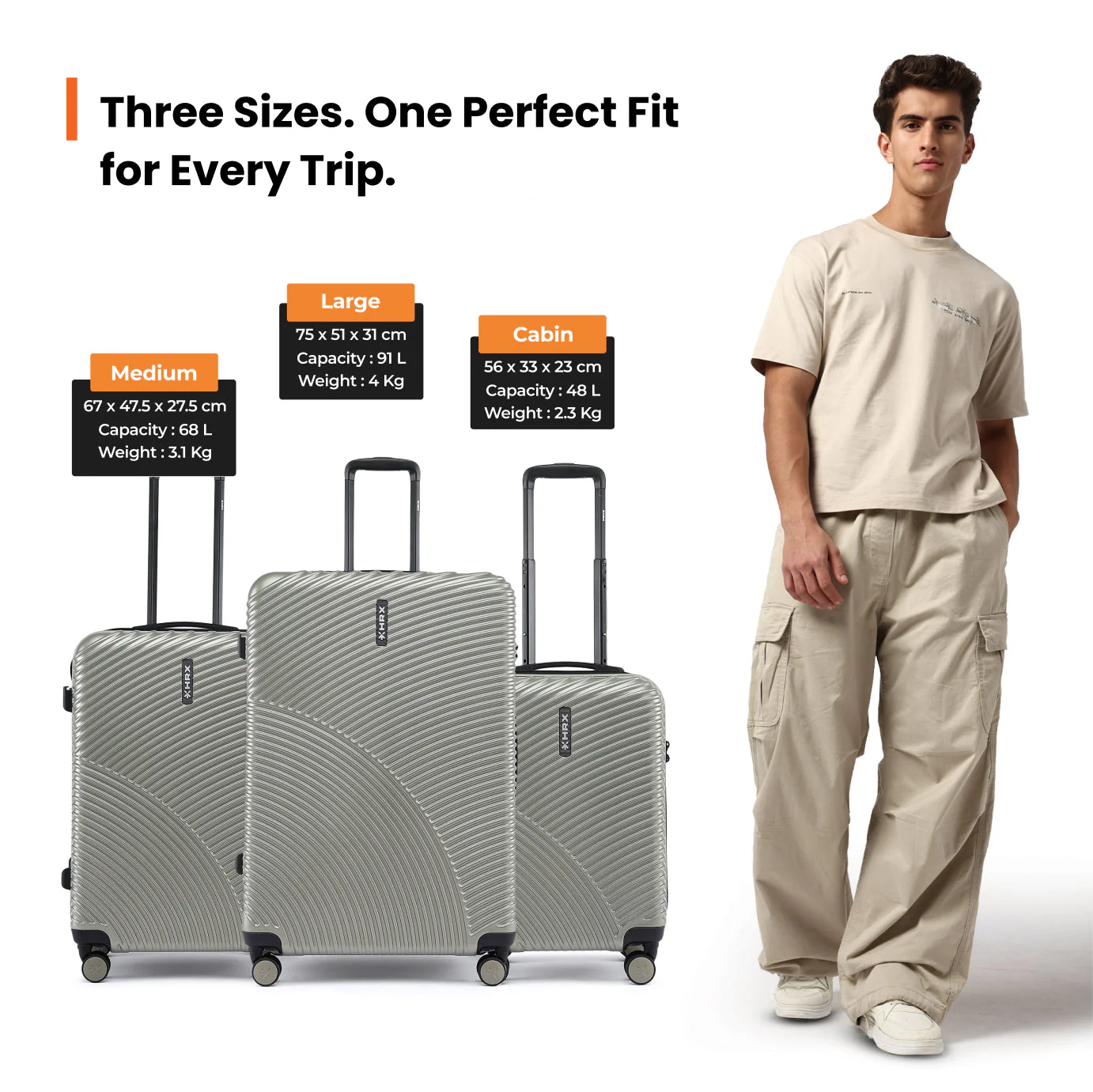 HRX by Hrithik Roshan Hard Body Set of 2 Luggage 8 Wheels - Glide - Image 58