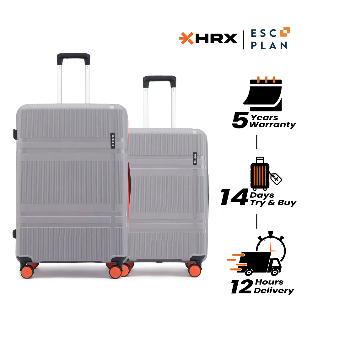 HRX by Hrithik Roshan Hard Body Set of 2 Luggage 8 Wheels - Helium - Image 113