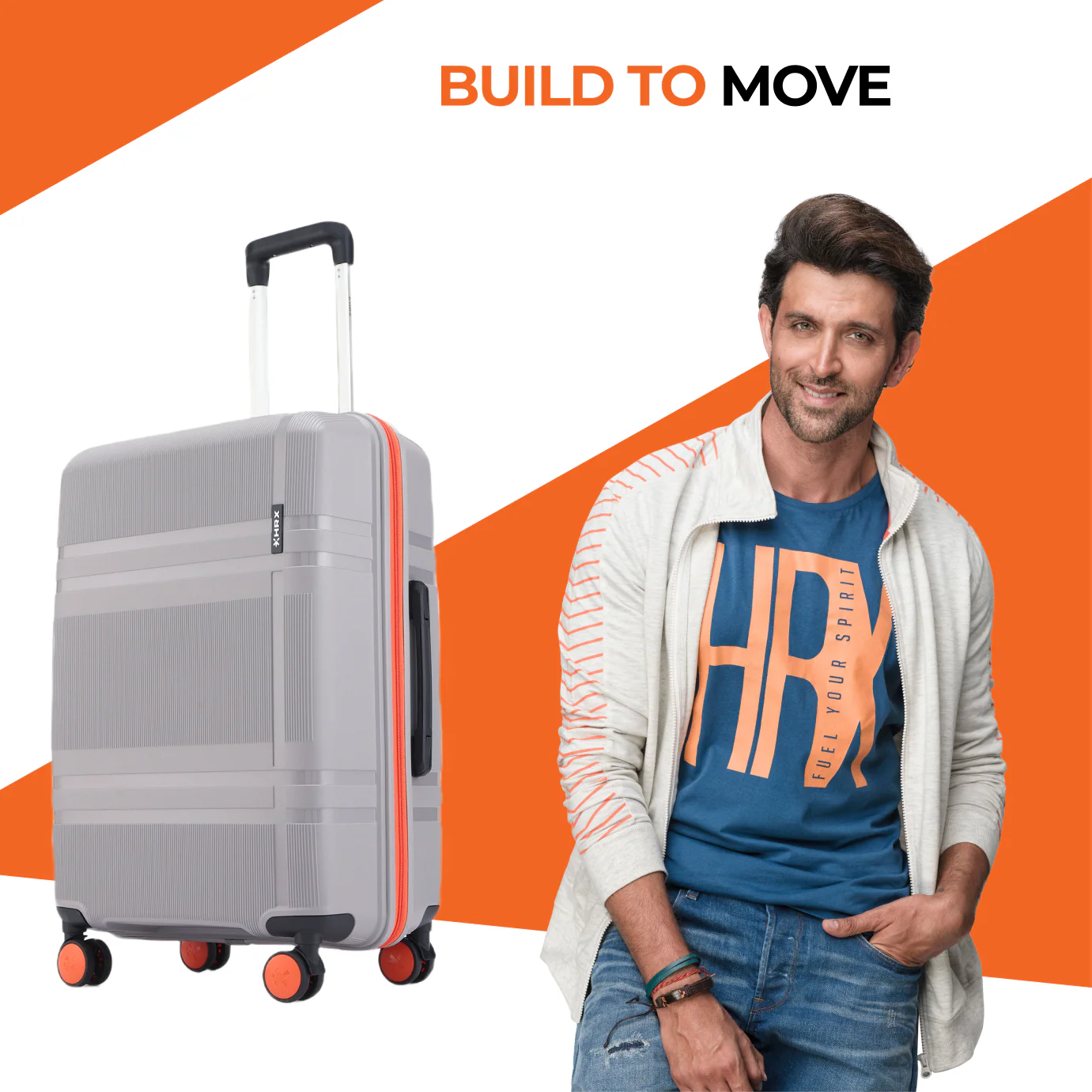 HRX by Hrithik Roshan Hard Body Set of 2 Luggage 8 Wheels - Helium - Image 140
