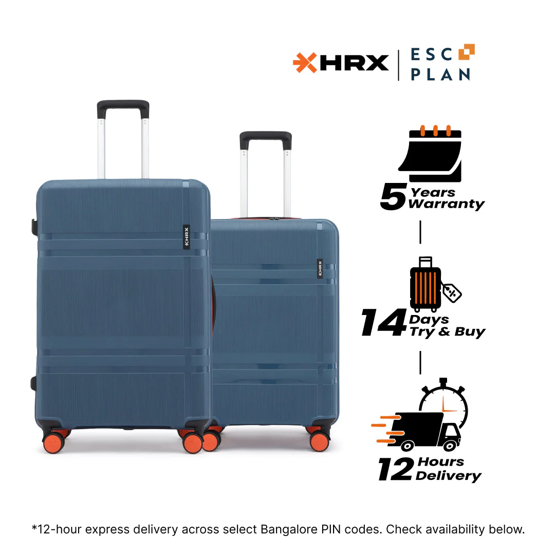 HRX by Hrithik Roshan Hard Body Set of 2 Luggage 8 Wheels - Helium - Image 180