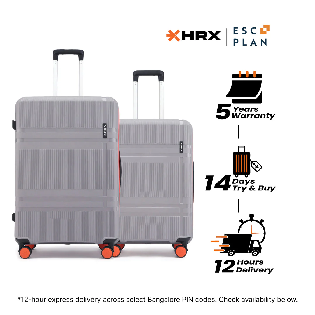 HRX by Hrithik Roshan Hard Body Set of 2 Luggage 8 Wheels - Helium - Image 181