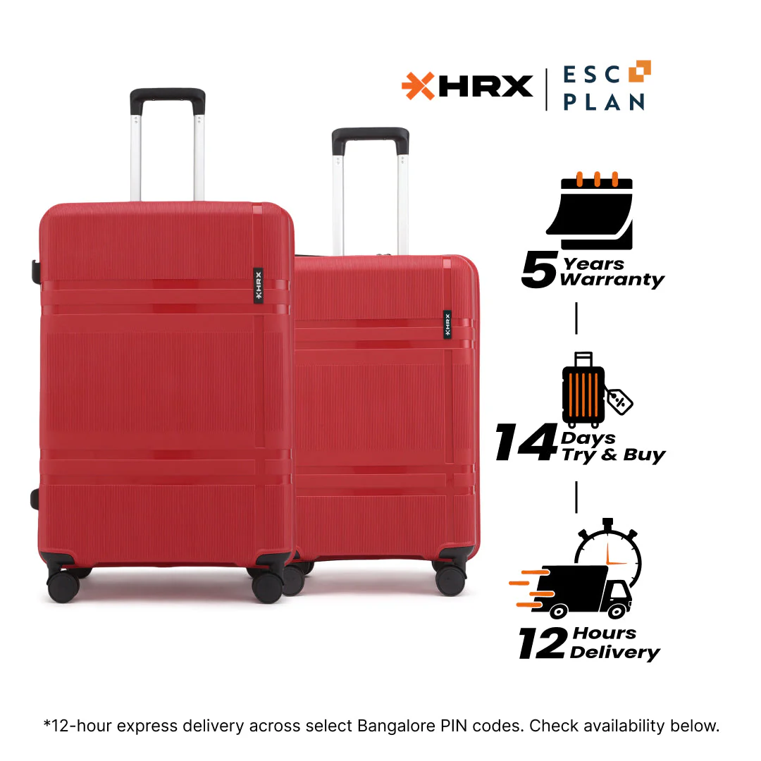 HRX by Hrithik Roshan Hard Body Set of 2 Luggage 8 Wheels - Helium - Image 182