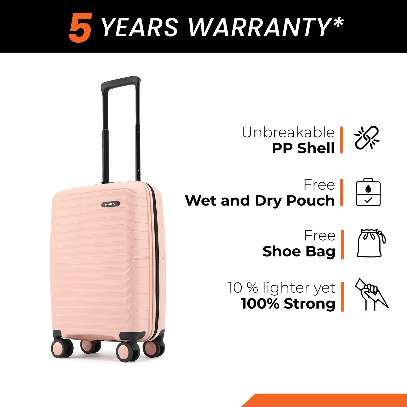 HRX by Hrithik Roshan Hard Body Set of 2 Luggage 8 Wheels - Kyoto - Image 65