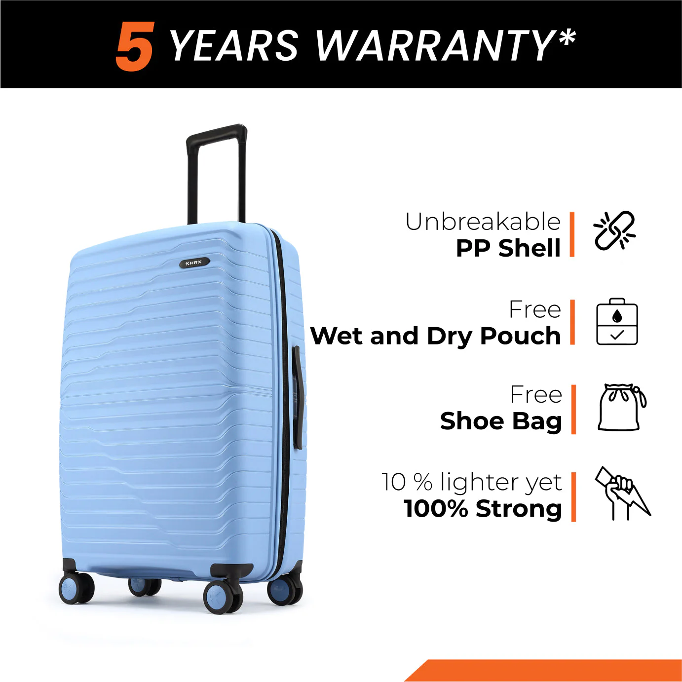 HRX by Hrithik Roshan Hard Body Set of 2 Luggage 8 Wheels - Kyoto - Image 67