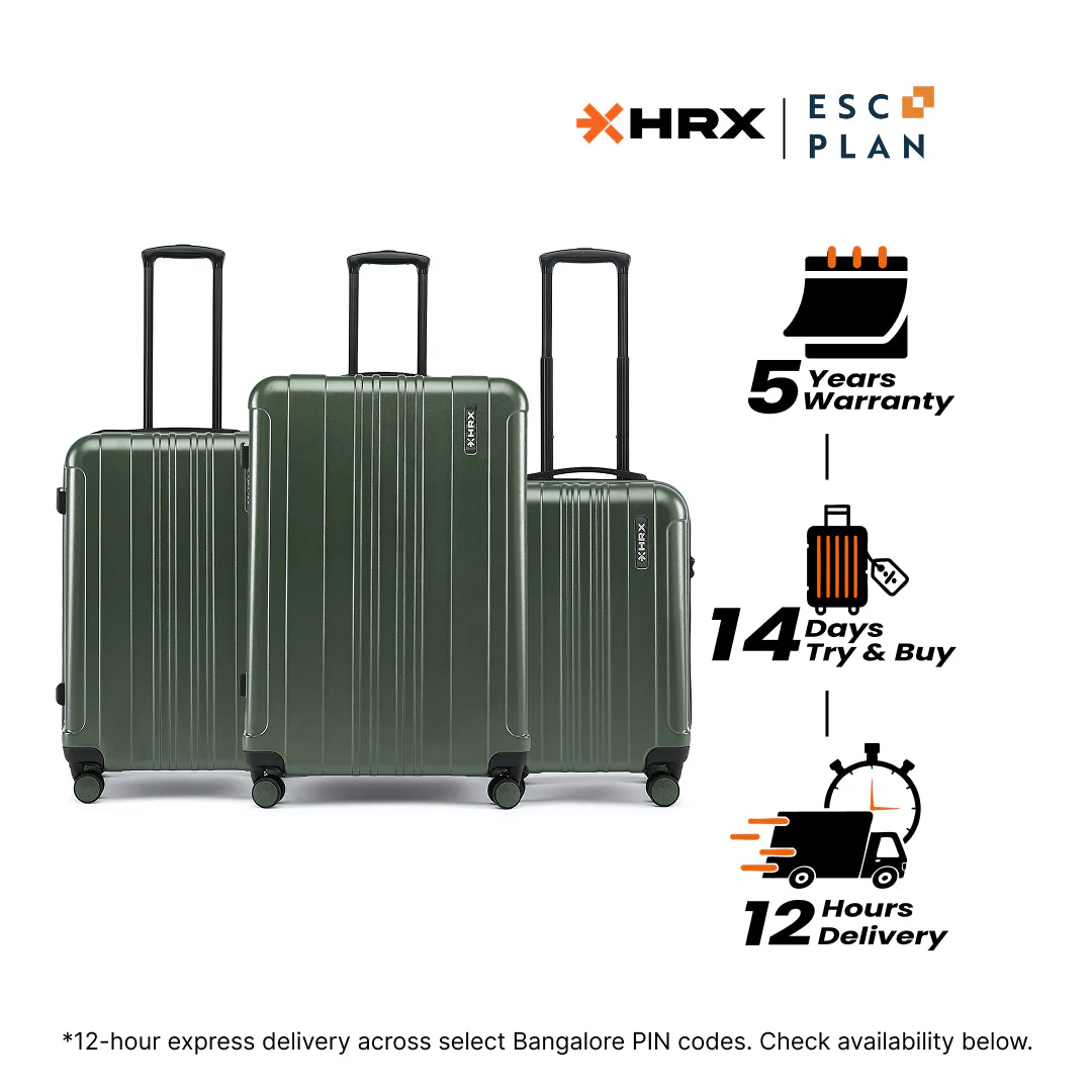 HRX by Hrithik Roshan Hard Body Set of 3 Luggage 8 Wheels - Force - Image 102