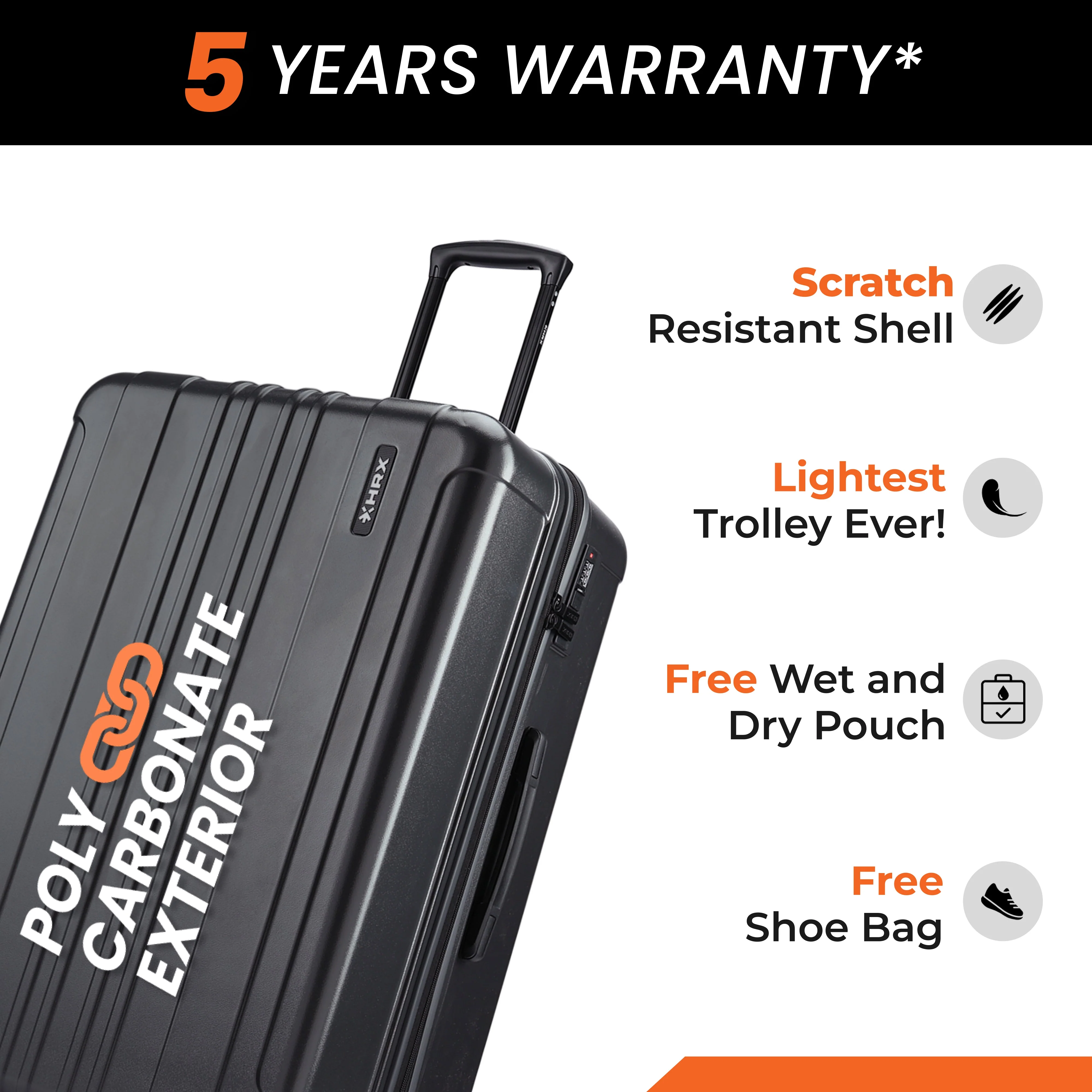 HRX by Hrithik Roshan Hard Body Set of 3 Luggage 8 Wheels - Force - Image 30