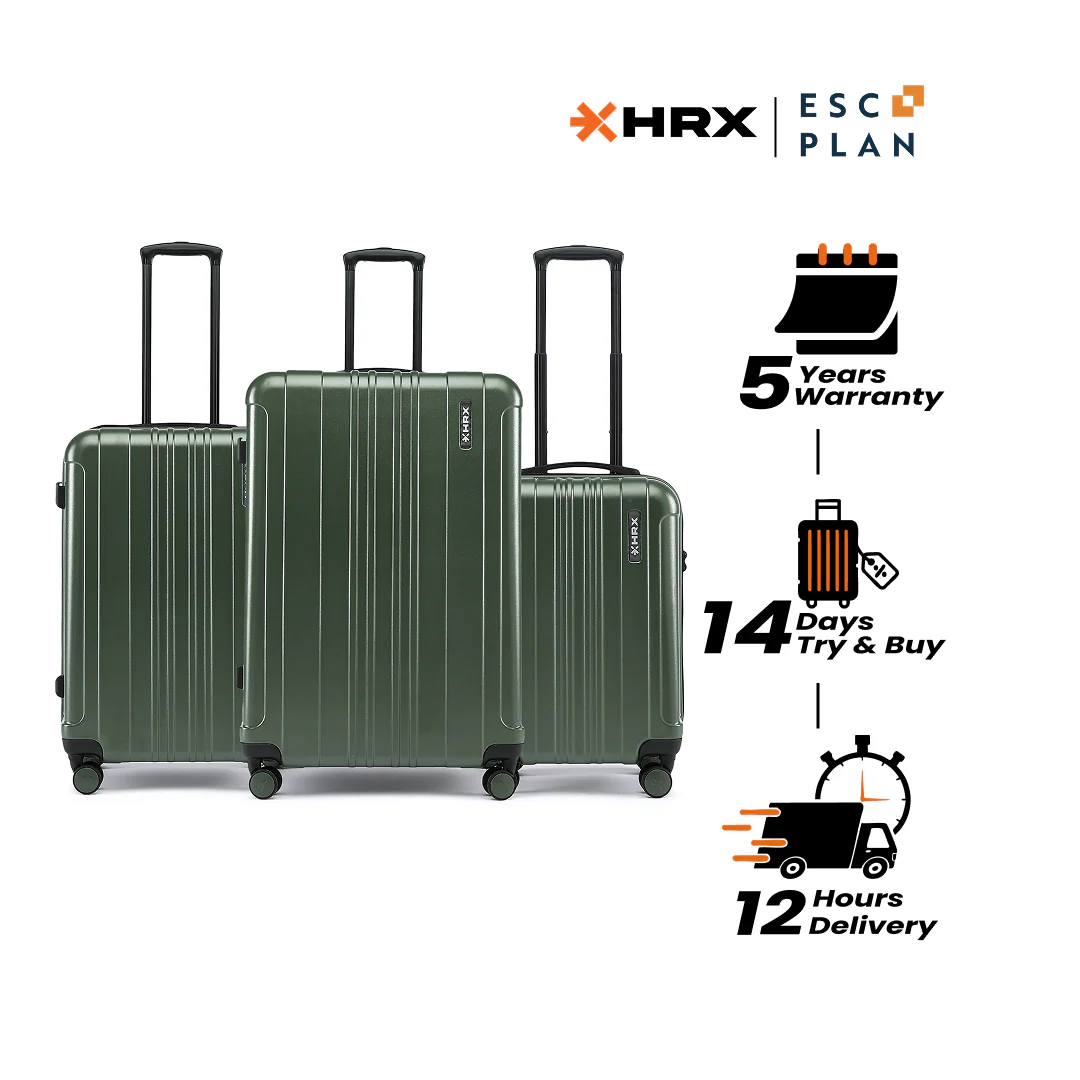 HRX by Hrithik Roshan Hard Body Set of 3 Luggage 8 Wheels - Force - Image 78