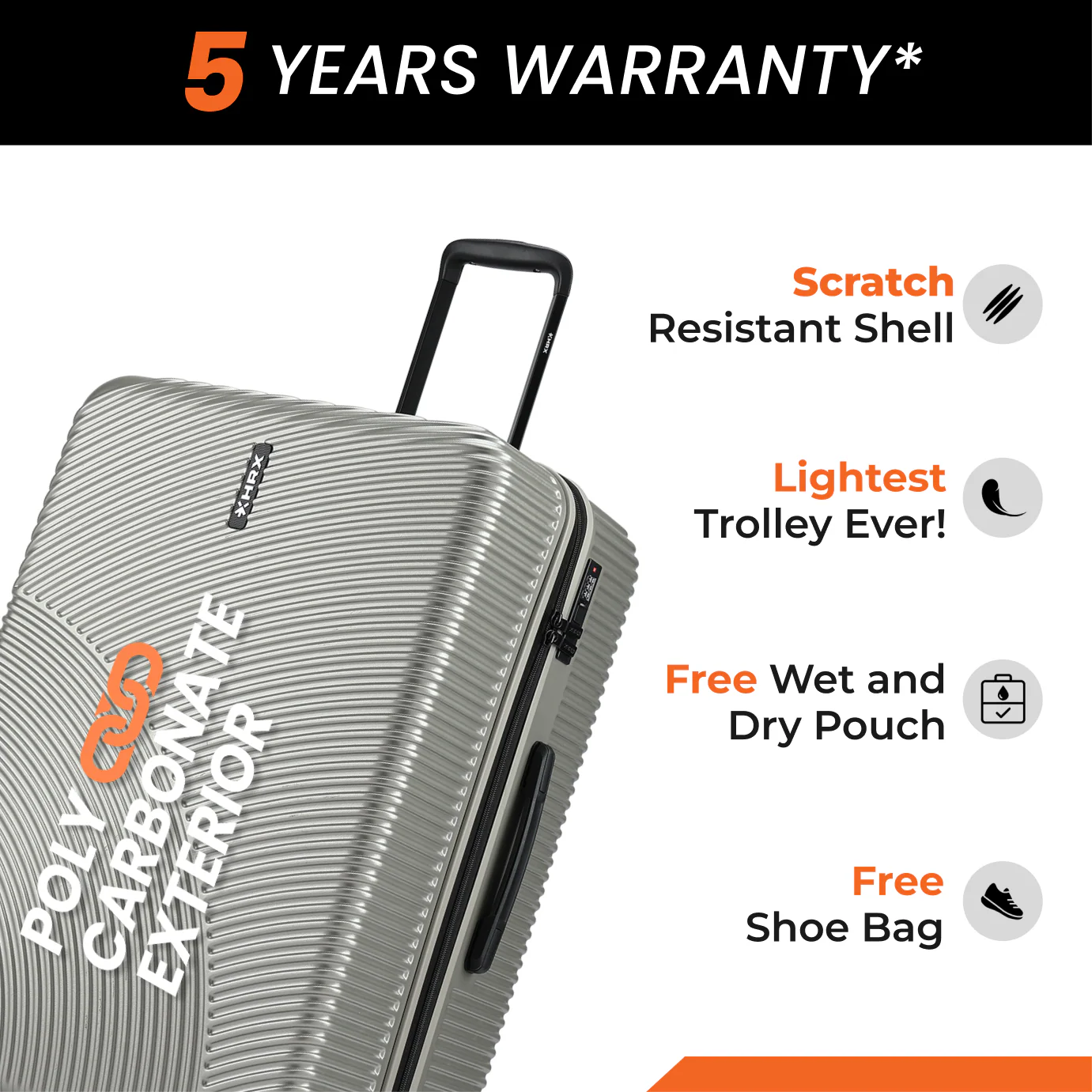 HRX by Hrithik Roshan Hard Body Set of 3 Luggage 8 Wheels - Glide - Image 80