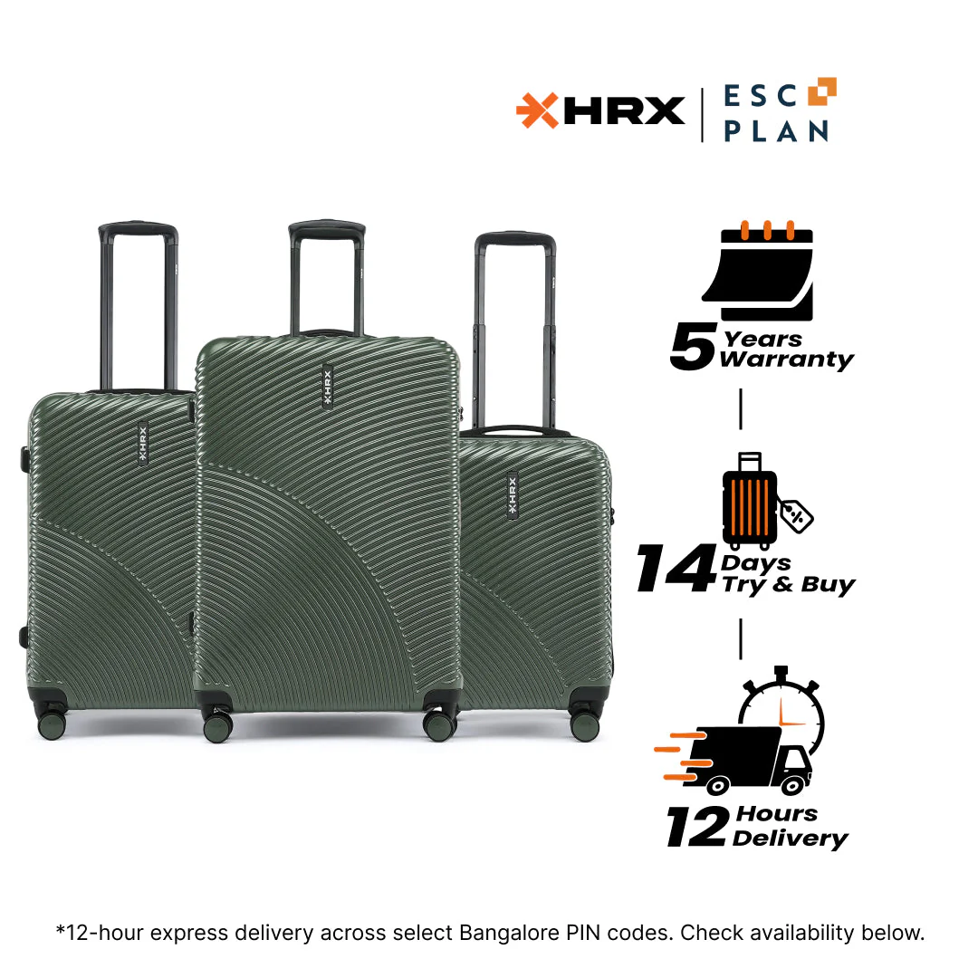 HRX by Hrithik Roshan Hard Body Set of 3 Luggage 8 Wheels - Glide - Image 89