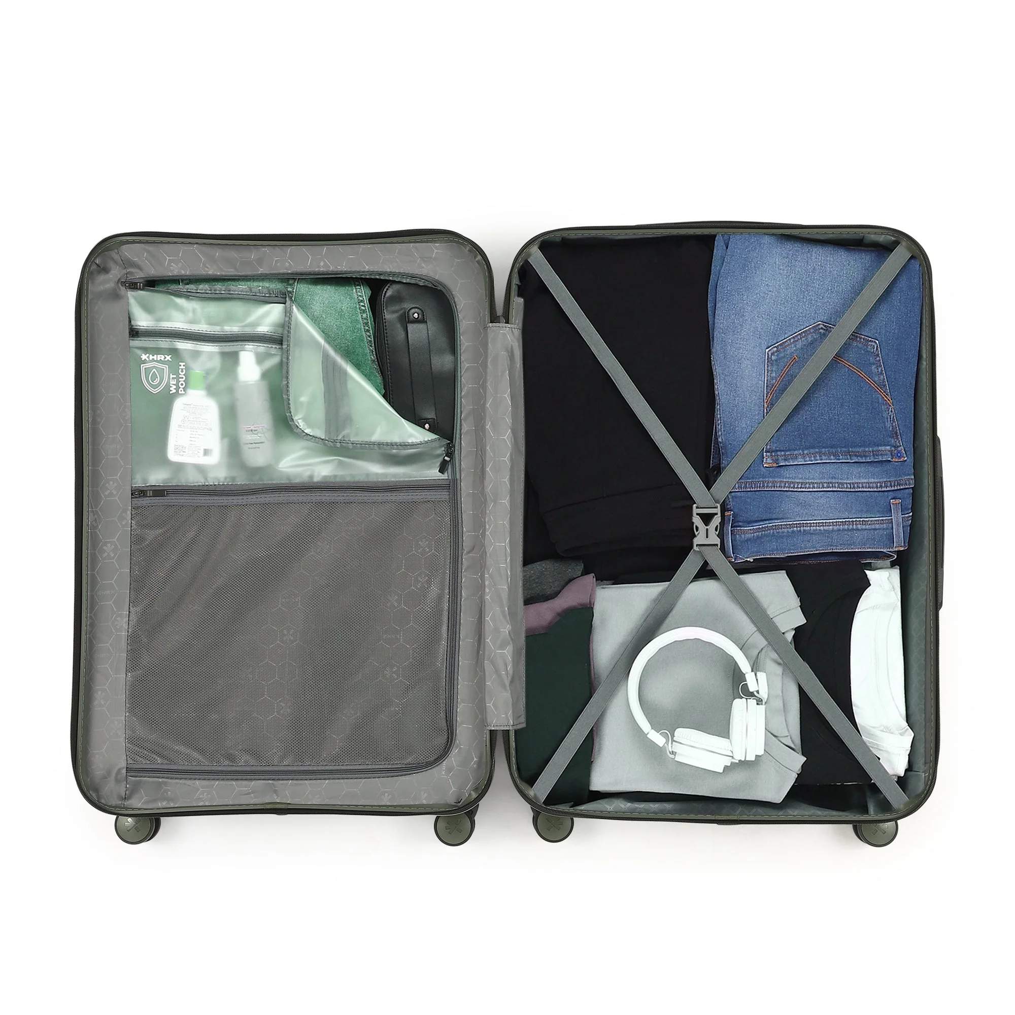 HRX by Hrithik Roshan Hard Body Set of 2 Luggage 8 Wheels - Grit - Image 13