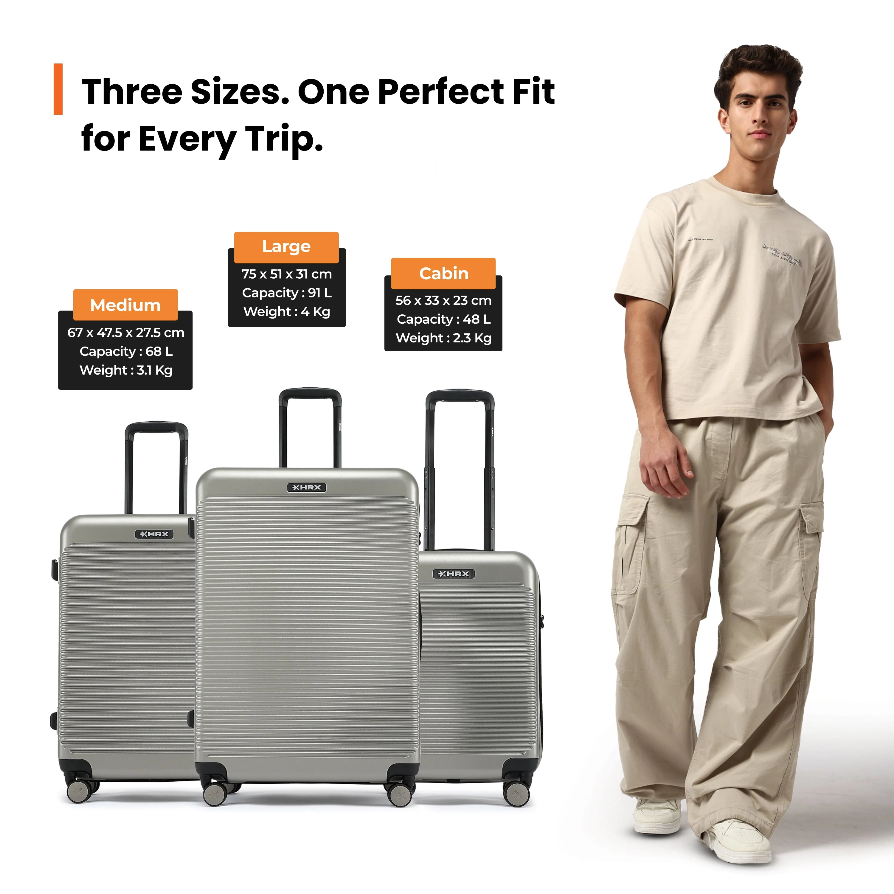 HRX by Hrithik Roshan  Large Check-in Suitcase (75 cm) 8 Wheels - Grit - Image 33