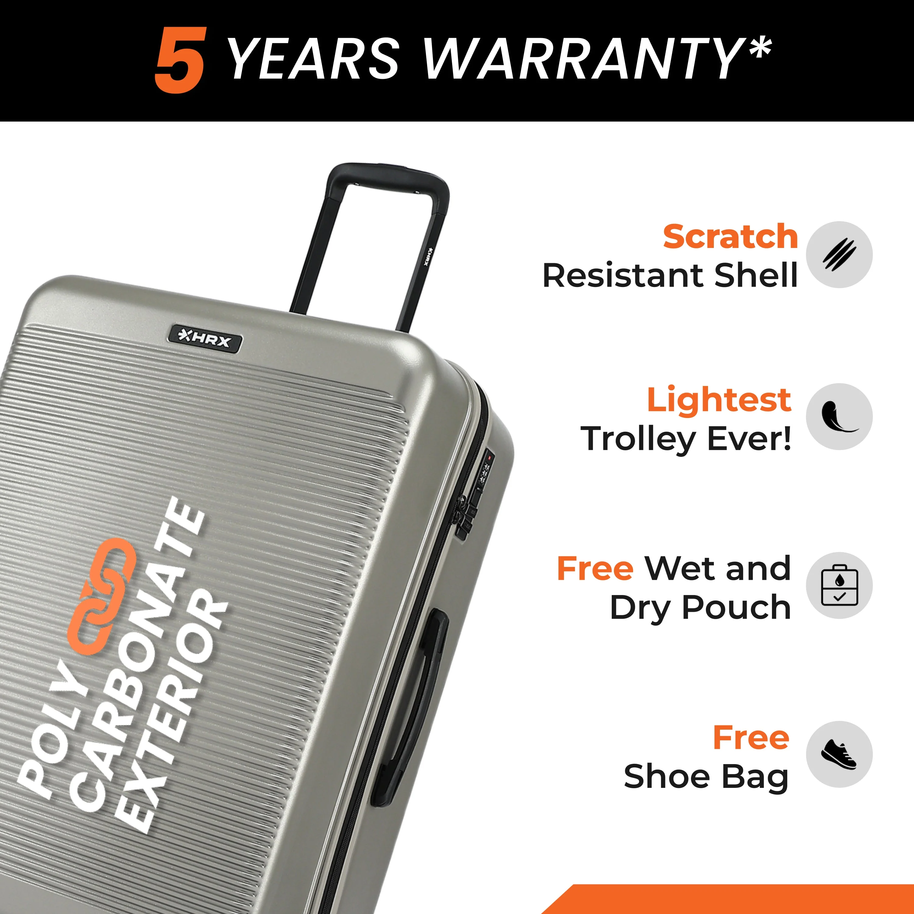 HRX by Hrithik Roshan  Large Check-in Suitcase (75 cm) 8 Wheels - Grit - Image 32