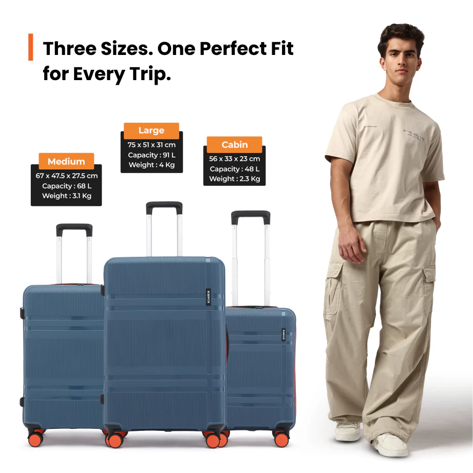 HRX by Hrithik Roshan Hard Body Set of 3 Luggage 8 Wheels - Helium - Image 102