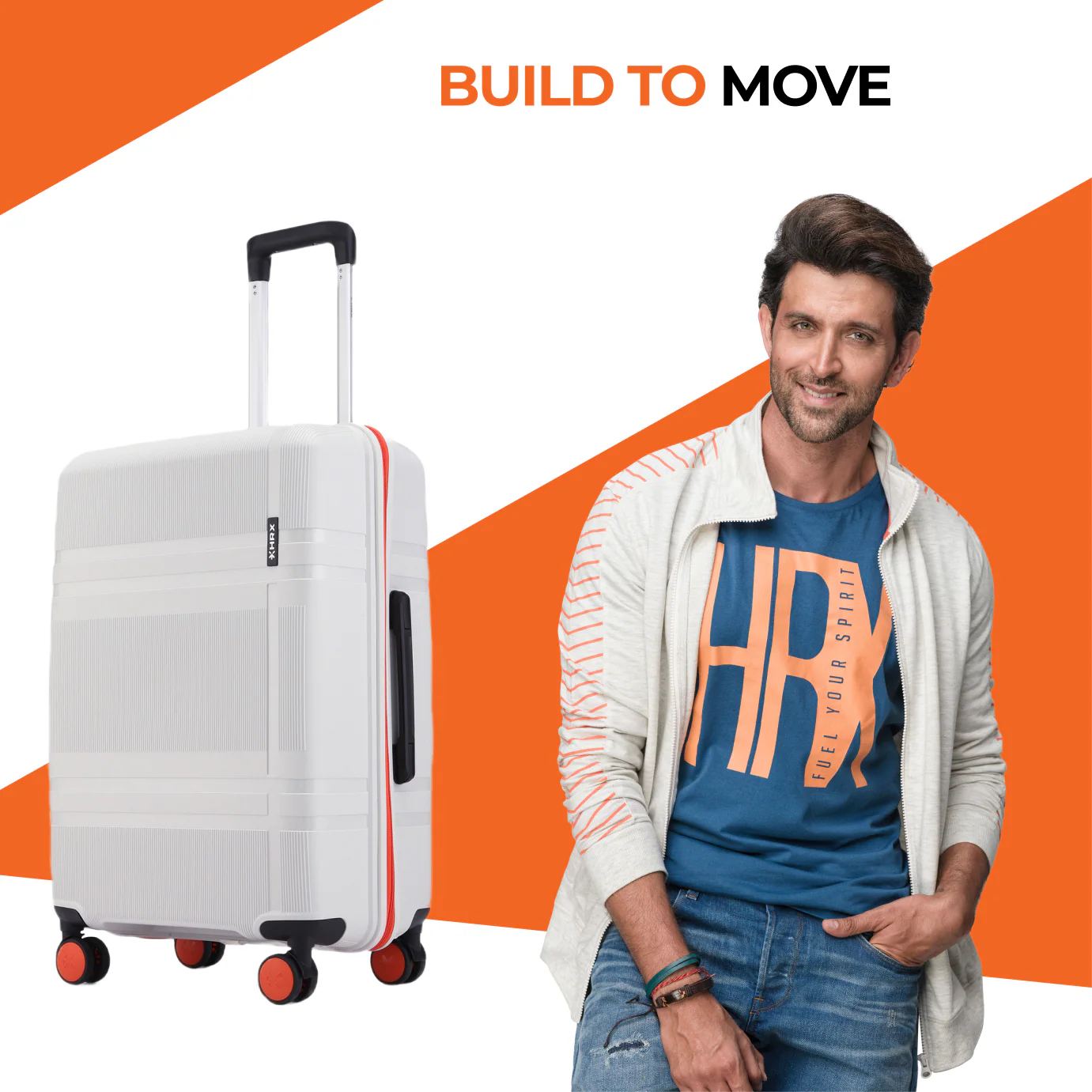HRX by Hrithik Roshan Hard Body Set of 3 Luggage 8 Wheels - Helium - Image 139