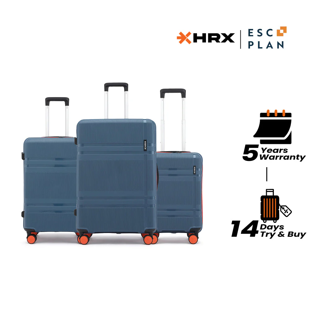 HRX by Hrithik Roshan Hard Body Set of 3 Luggage 8 Wheels - Helium - Image 151
