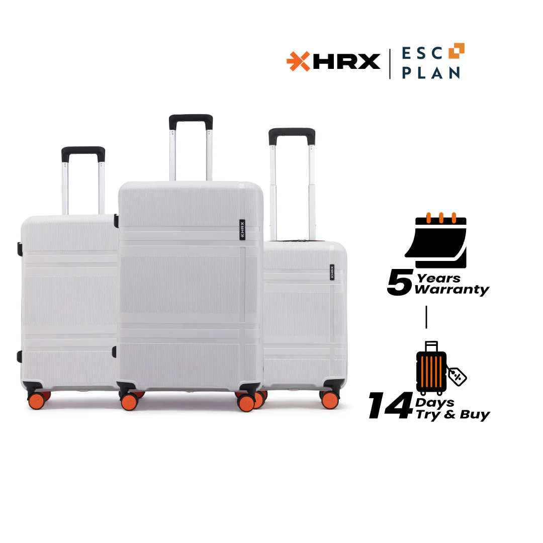 HRX by Hrithik Roshan Hard Body Set of 3 Luggage 8 Wheels - Helium - Image 152