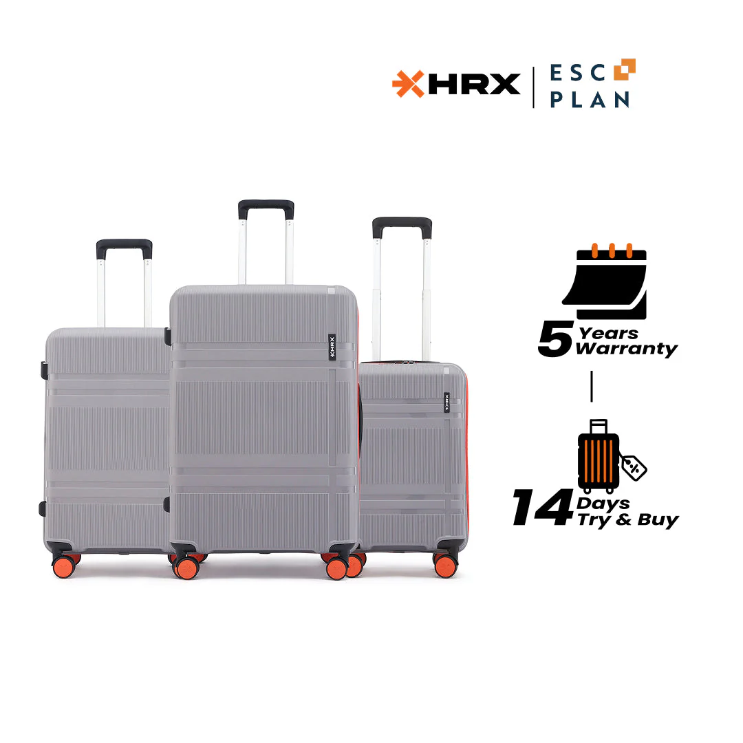 HRX by Hrithik Roshan Hard Body Set of 3 Luggage 8 Wheels - Helium - Image 153