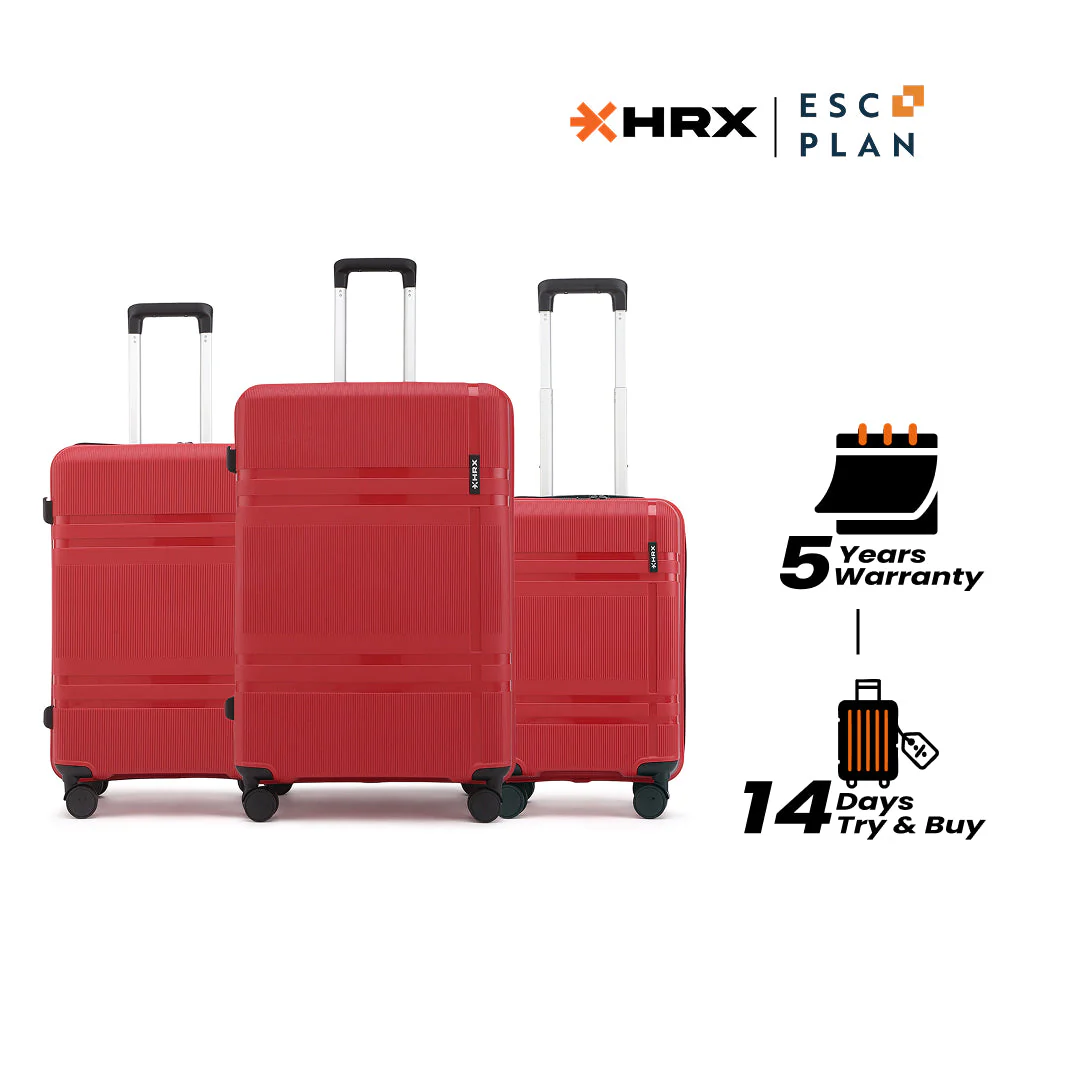 HRX by Hrithik Roshan Hard Body Set of 3 Luggage 8 Wheels - Helium - Image 155