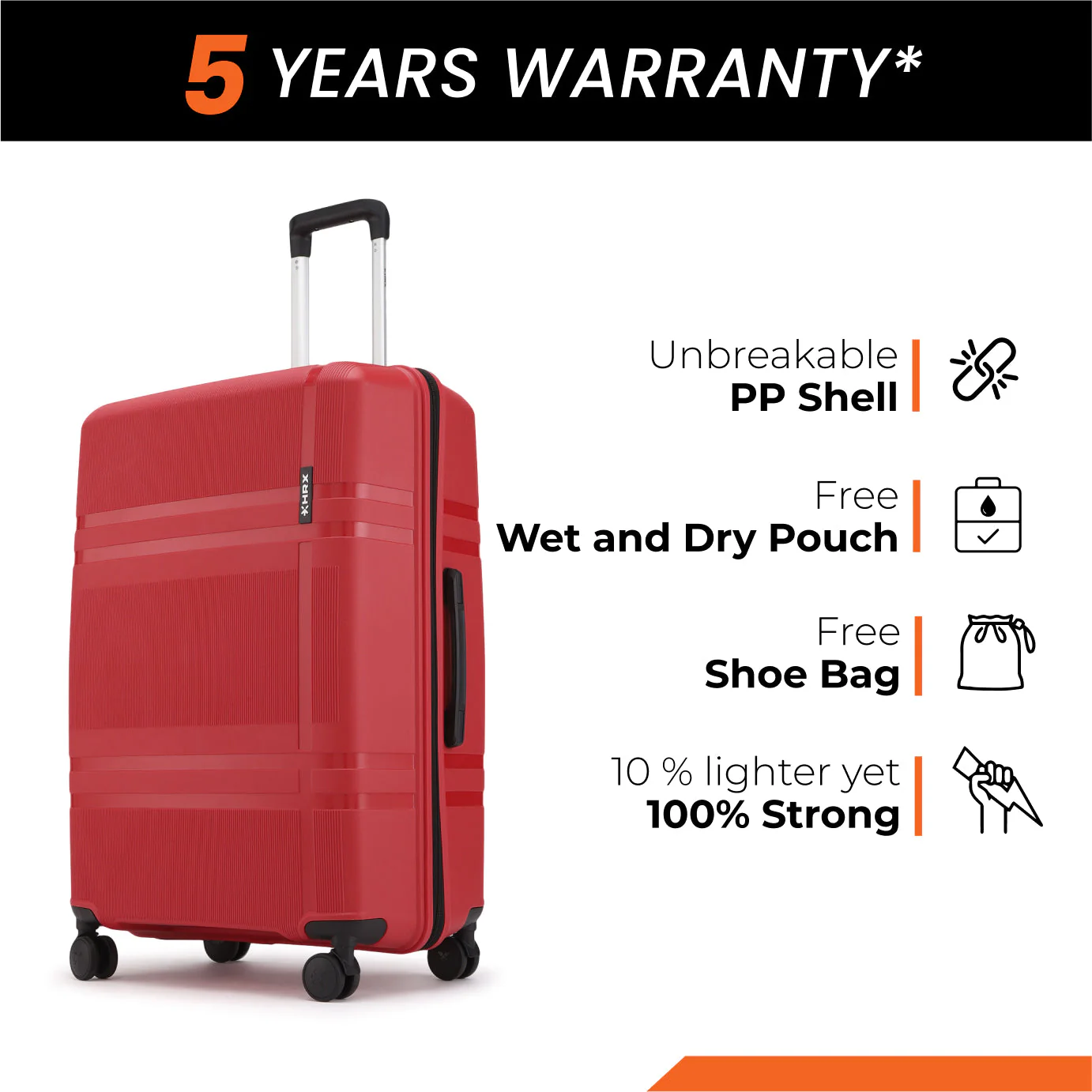 HRX by Hrithik Roshan Hard Body Set of 2 Luggage 8 Wheels - Helium - Image 29
