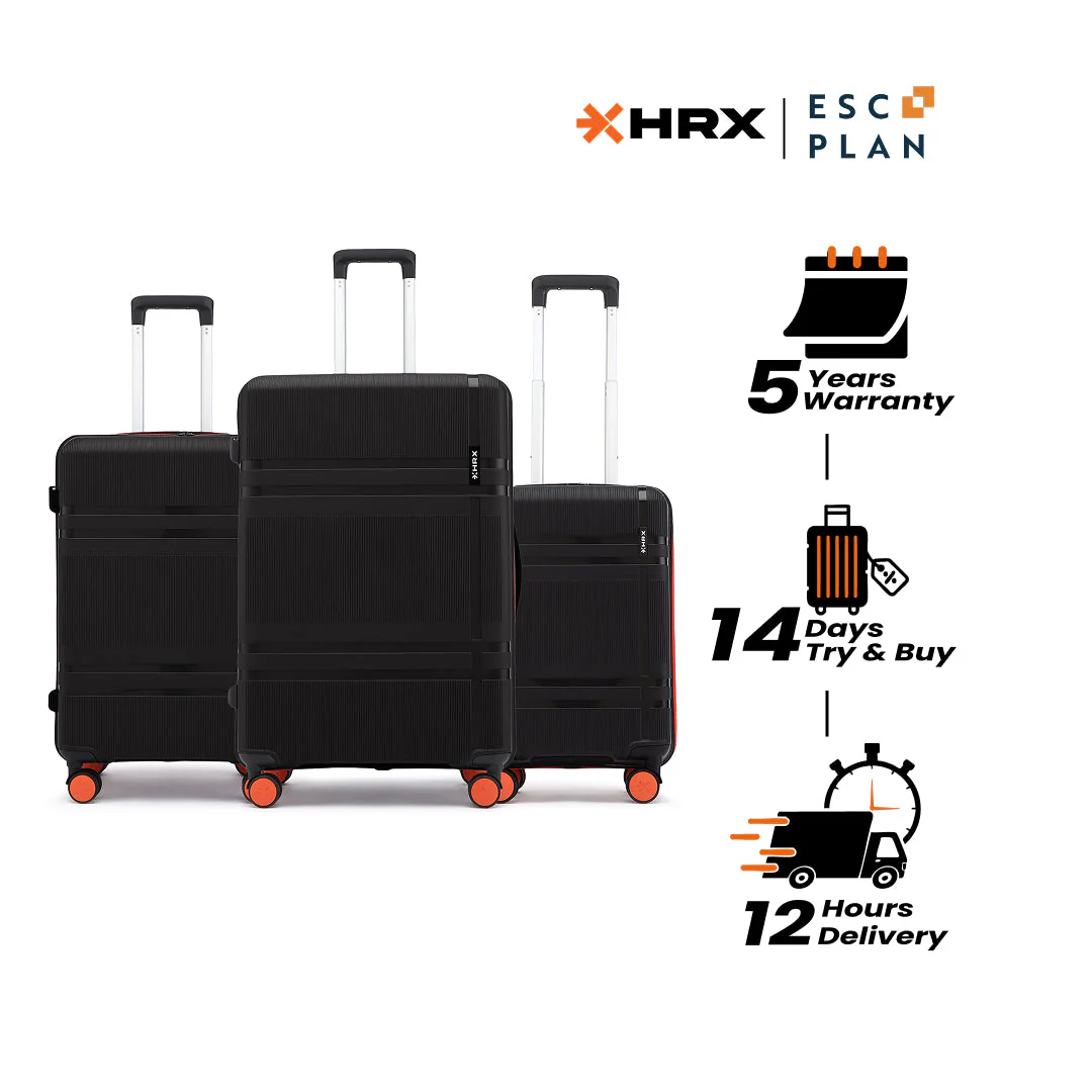 HRX by Hrithik Roshan Hard Body Set of 3 Luggage 8 Wheels - Helium - Image 85