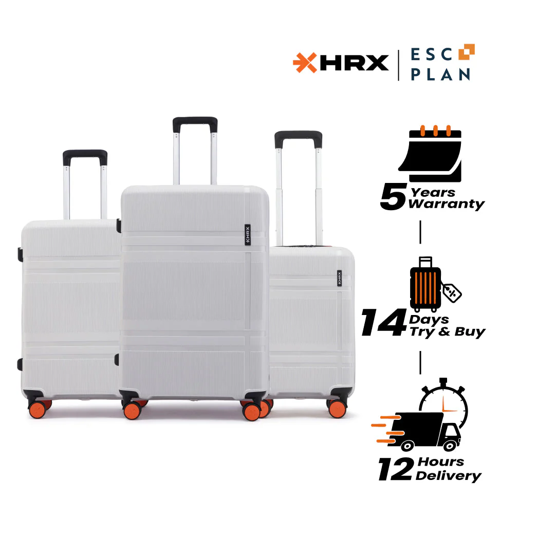HRX by Hrithik Roshan Hard Body Set of 3 Luggage 8 Wheels - Helium - Image 86