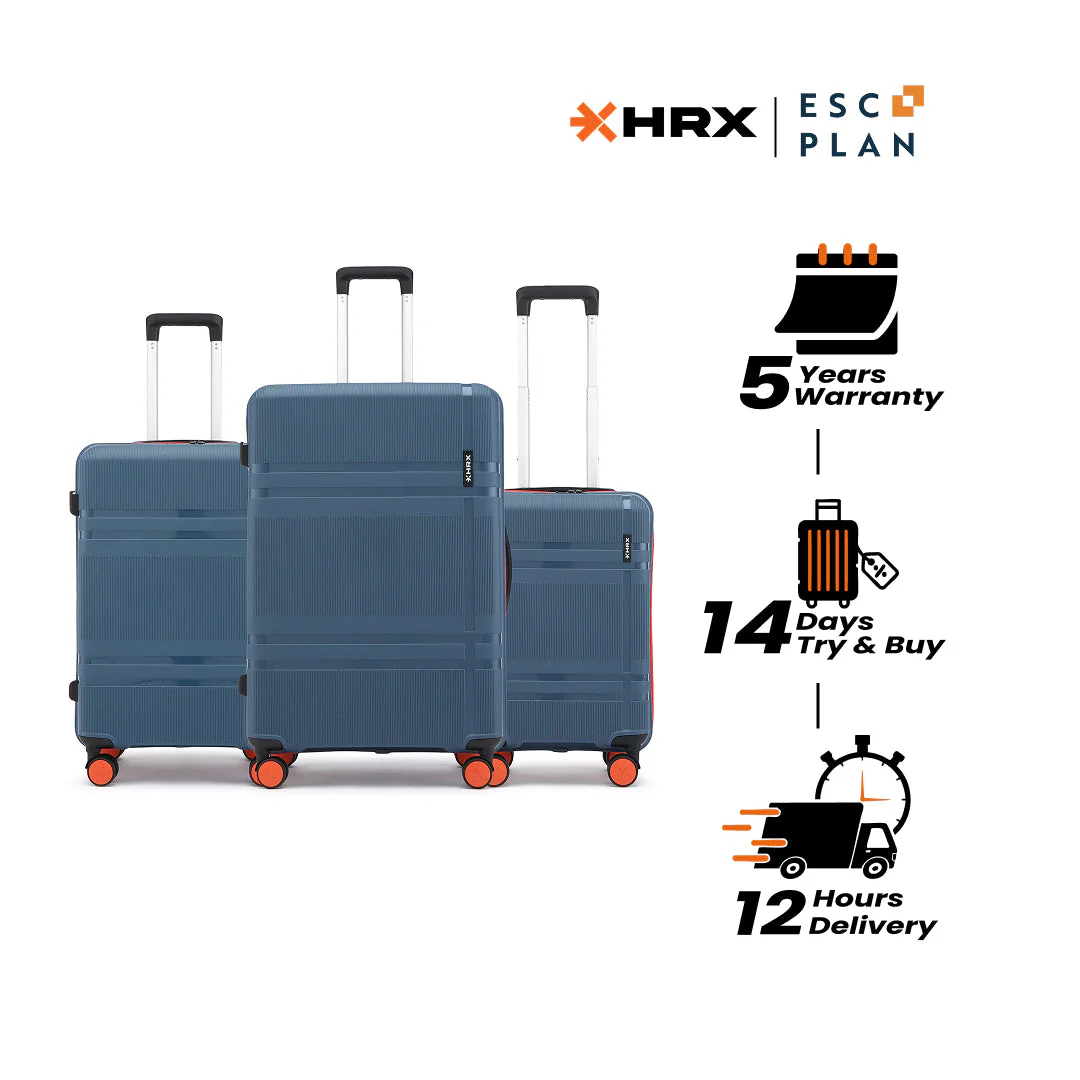 HRX by Hrithik Roshan Hard Body Set of 3 Luggage 8 Wheels - Helium - Image 87