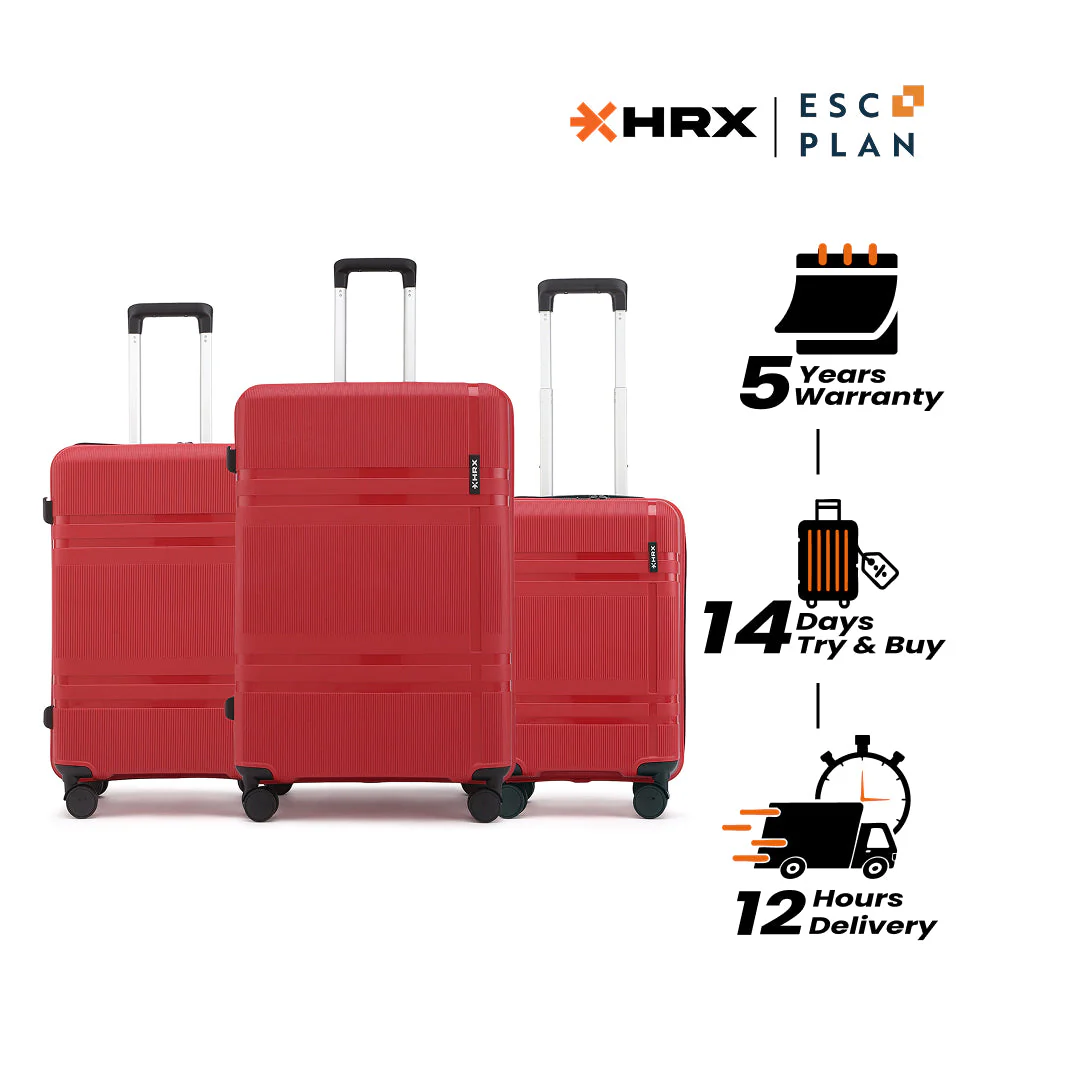 HRX by Hrithik Roshan Hard Body Set of 3 Luggage 8 Wheels - Helium - Image 88