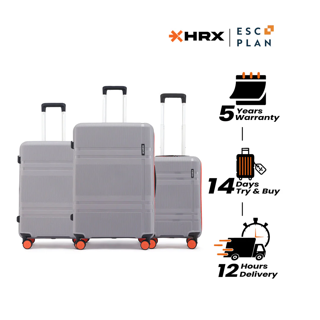 HRX by Hrithik Roshan Hard Body Set of 3 Luggage 8 Wheels - Helium - Image 89
