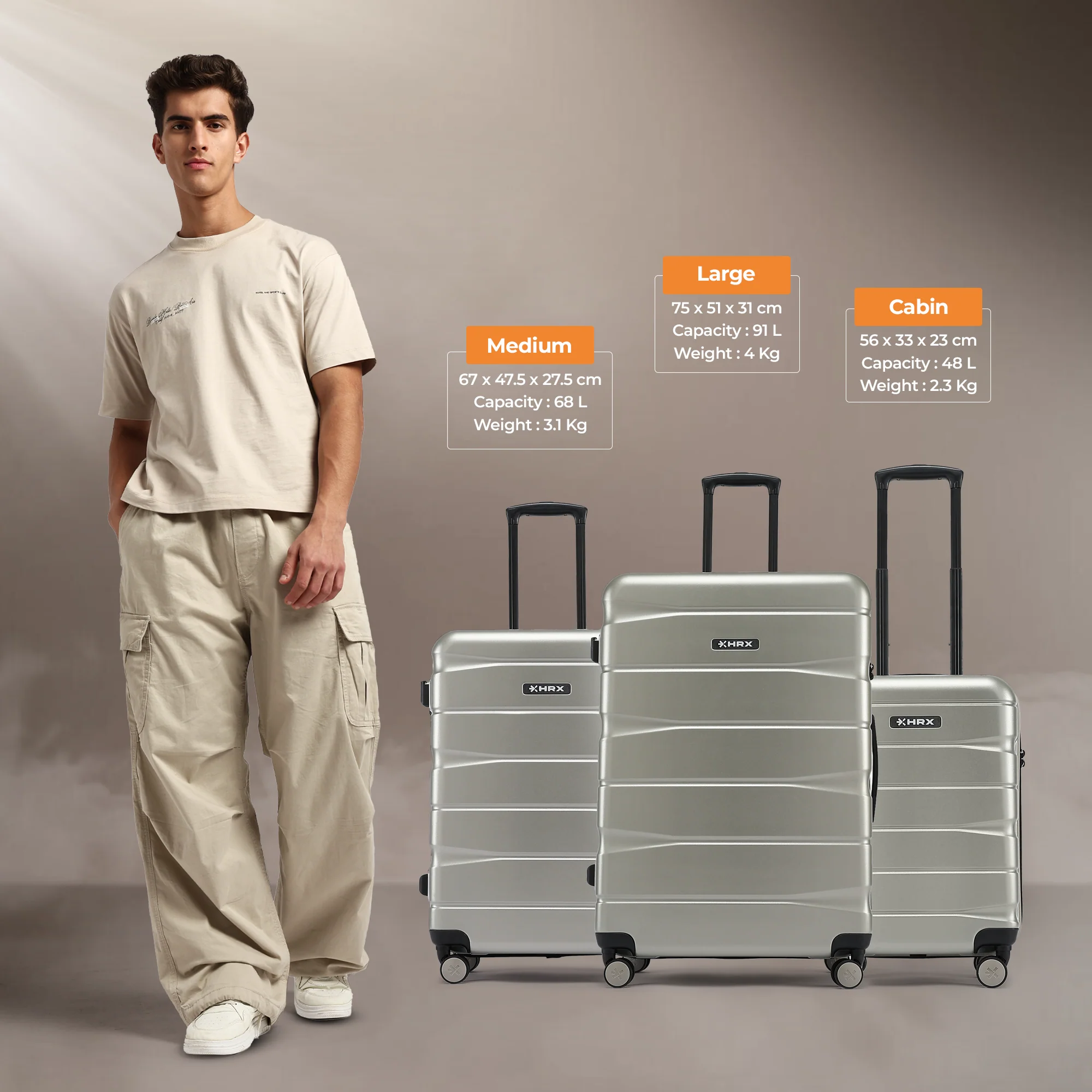 HRX by Hrithik Roshan Large Check-in Suitcase (75 cm) 8 Wheels - Brute - Image 3