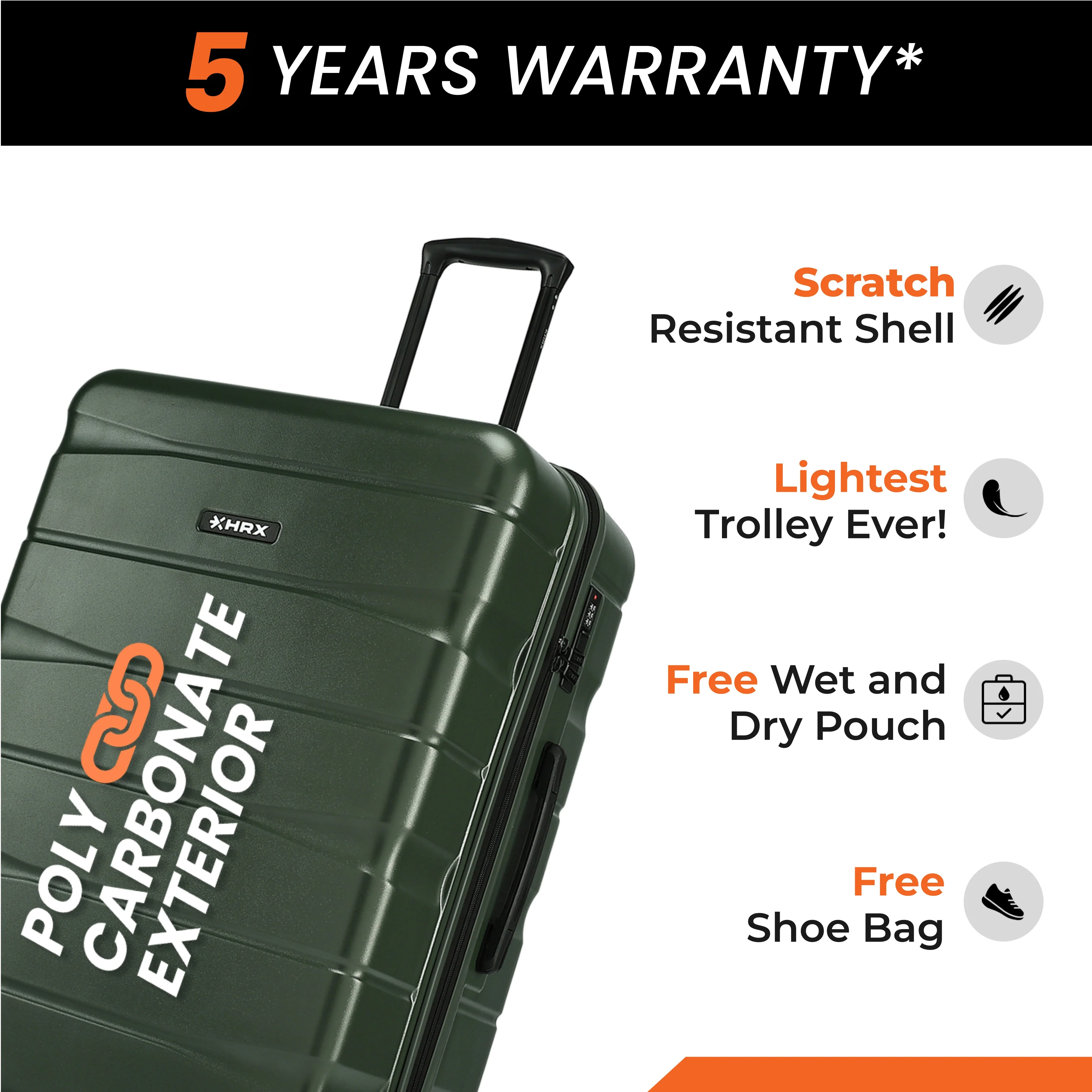 HRX by Hrithik Roshan Large Check-in Suitcase (75 cm) 8 Wheels - Brute - Image 74
