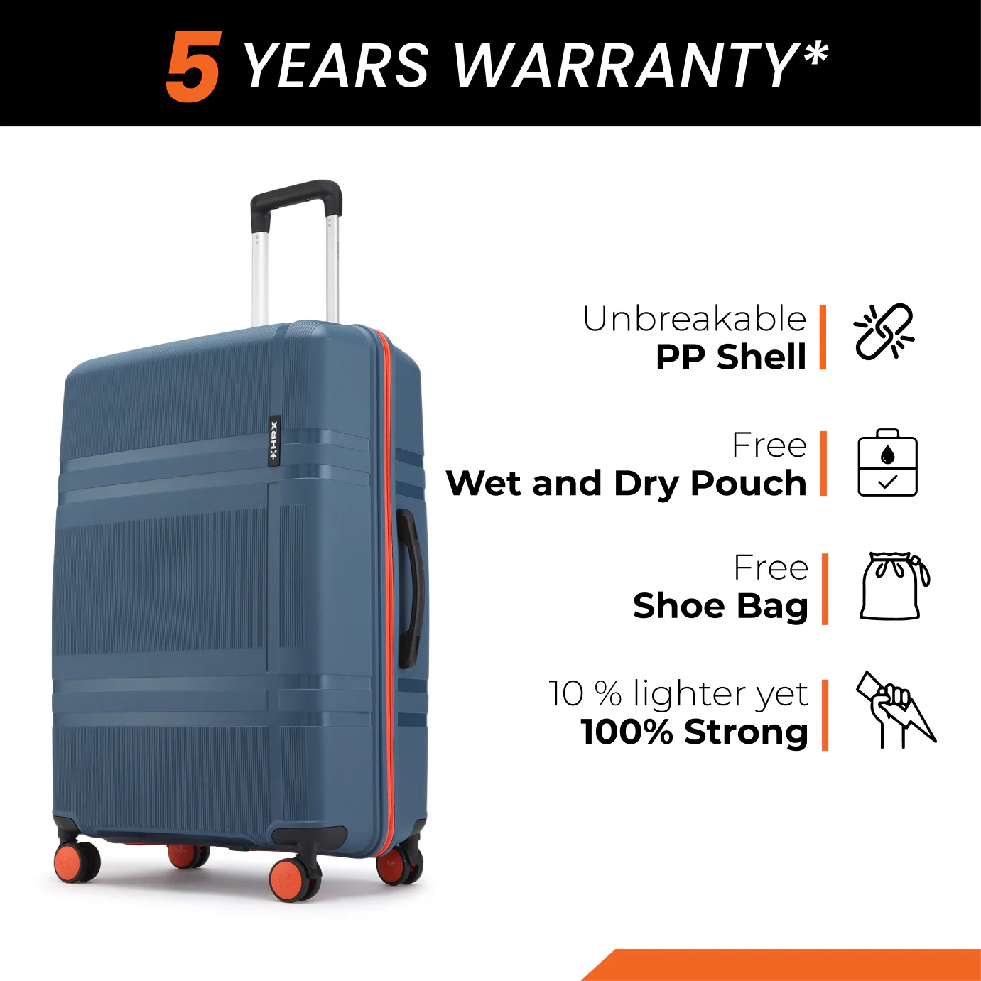 HRX by Hrithik Roshan  Large Check-in Suitcase (75 cm) 8 Wheels - Helium - Image 96