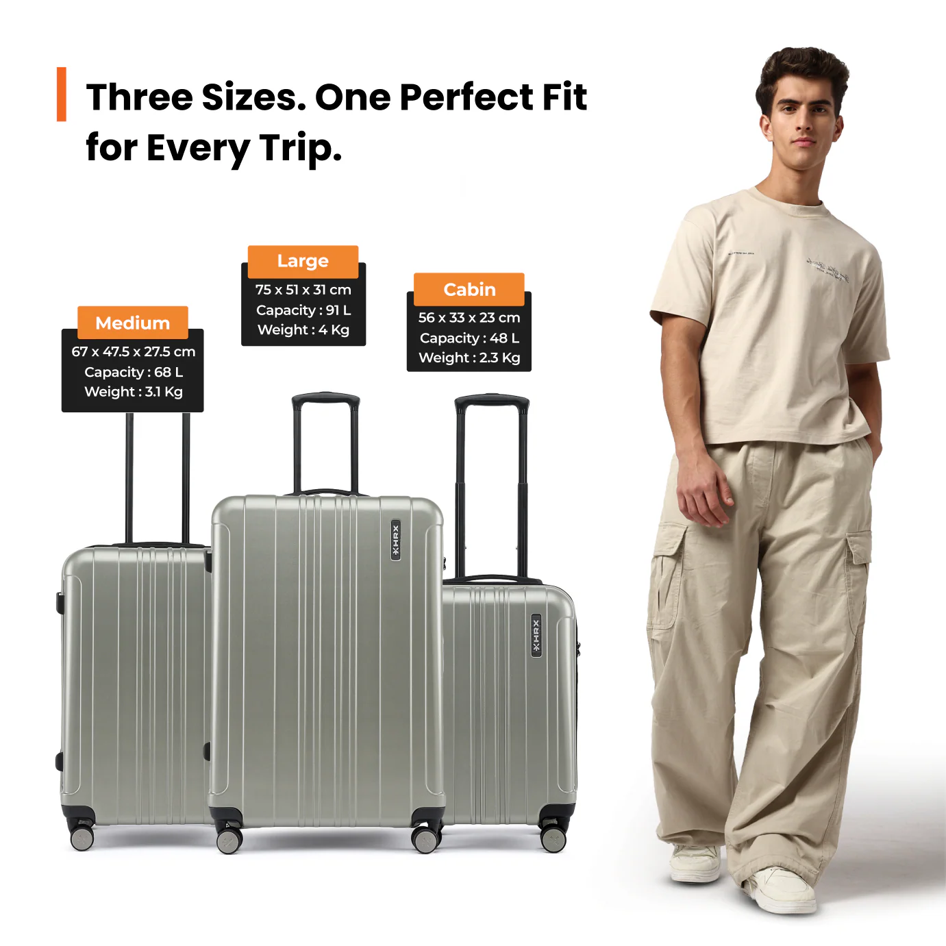 HRX by Hrithik Roshan Medium Check-in Suitcase (65 cm) 8 Wheels - Force - Image 103
