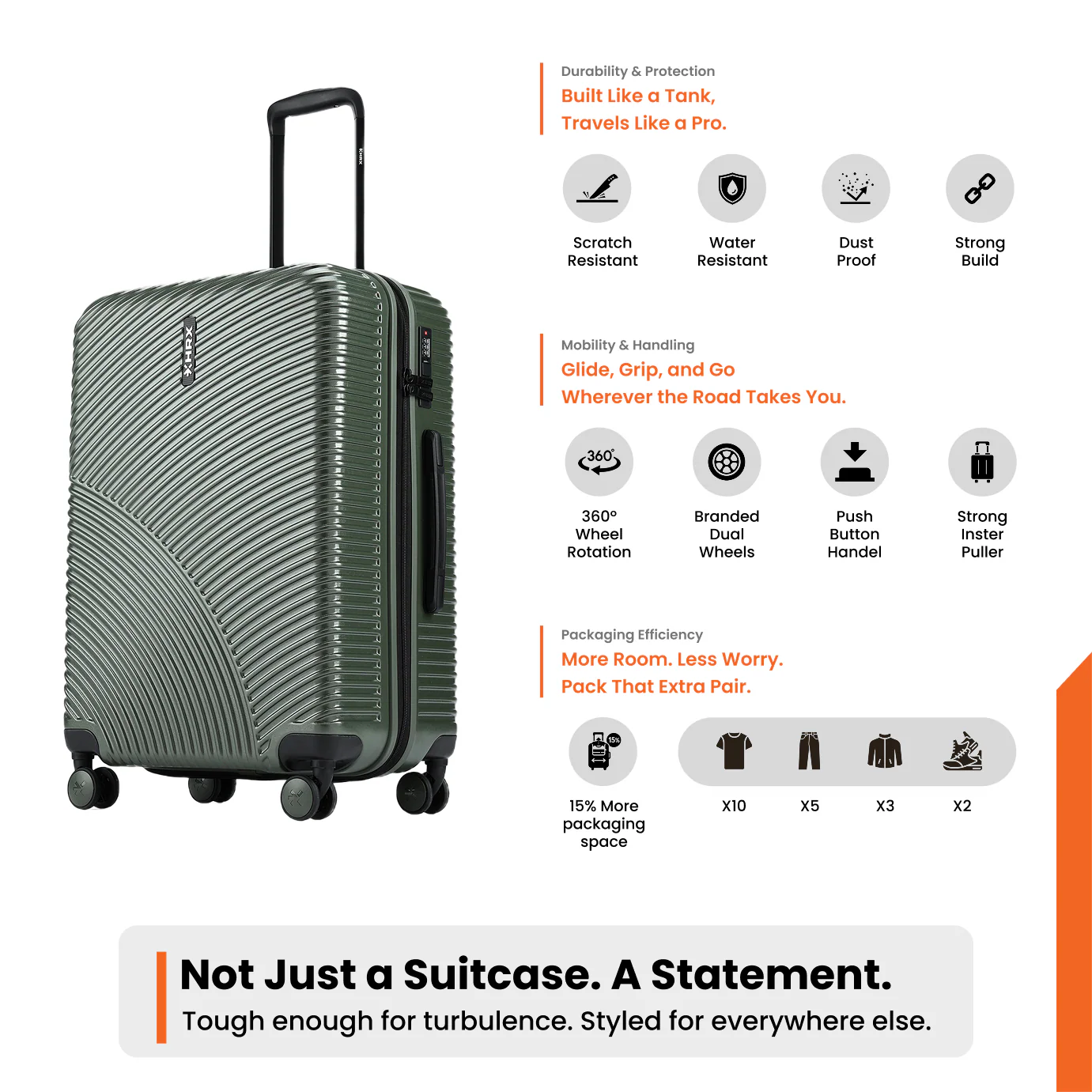 HRX by Hrithik Roshan Medium Check-in Suitcase (65 cm) 8 Wheels - Glide - Image 131