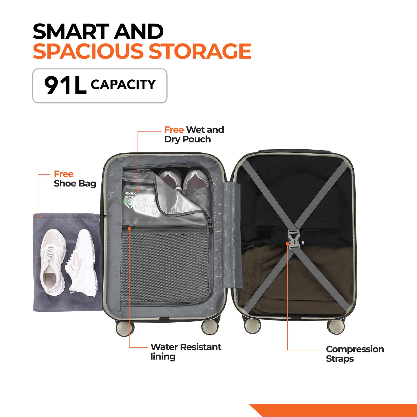 HRX by Hrithik Roshan Medium Check-in Suitcase (65 cm) 8 Wheels - Glide - Image 74