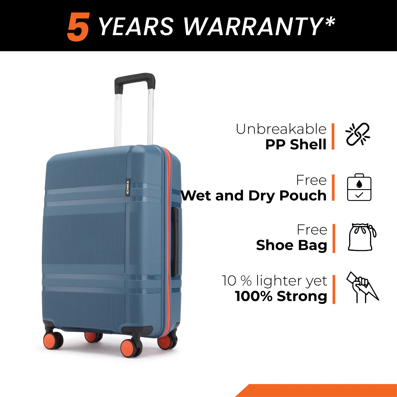 HRX by Hrithik Roshan Medium Check-in Suitcase (65 cm) 8 Wheels - Helium - Image 108