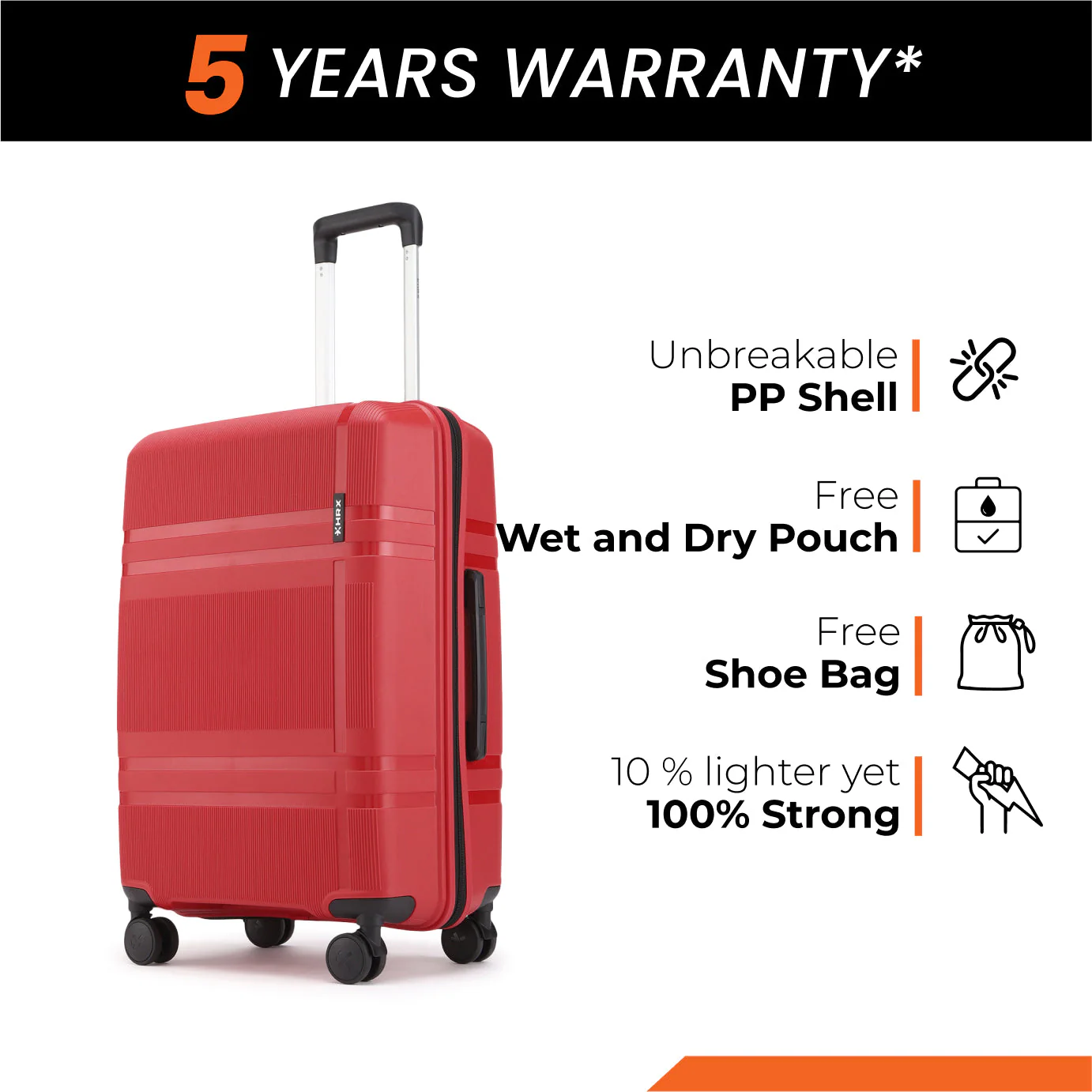 HRX by Hrithik Roshan Medium Check-in Suitcase (65 cm) 8 Wheels - Helium - Image 48