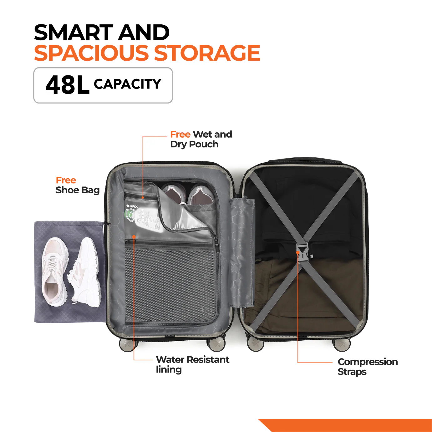 HRX by Hrithik Roshan Small Cabin Suitcase (56 cm) 8 Wheels - Force - Image 103