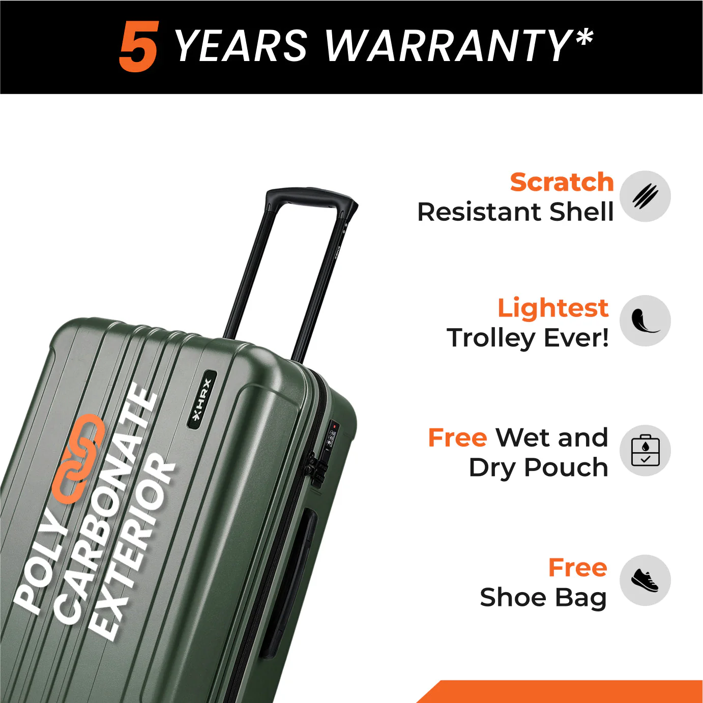 HRX by Hrithik Roshan Small Cabin Suitcase (56 cm) 8 Wheels - Force - Image 44