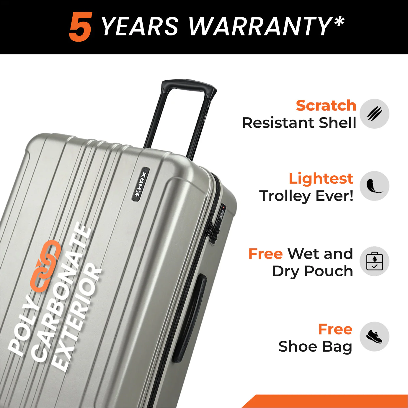 HRX by Hrithik Roshan Small Cabin Suitcase (56 cm) 8 Wheels - Force - Image 54