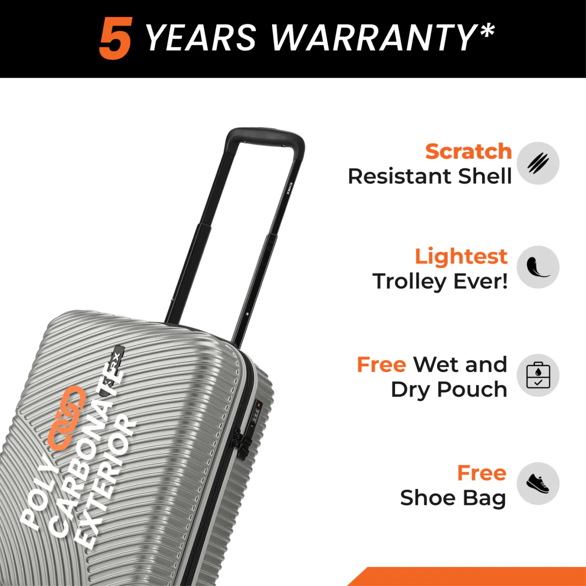 HRX by Hrithik Roshan Small Cabin Suitcase (56 cm) 8 Wheels - Glide - Image 100