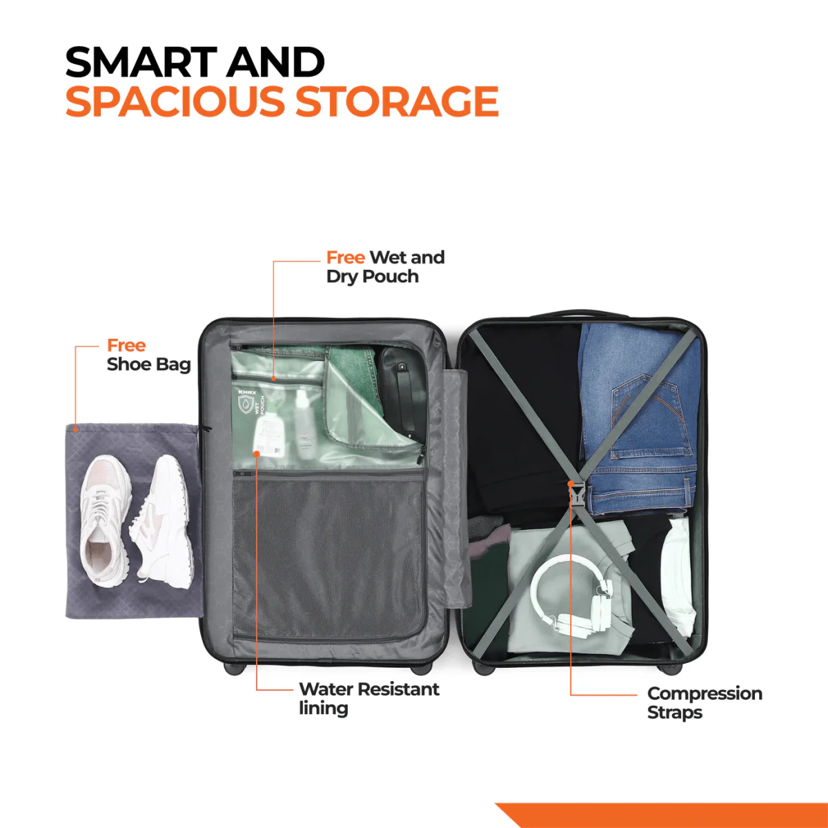 HRX by Hrithik Roshan Small Cabin Suitcase (56 cm) 8 Wheels - Glide - Image 103