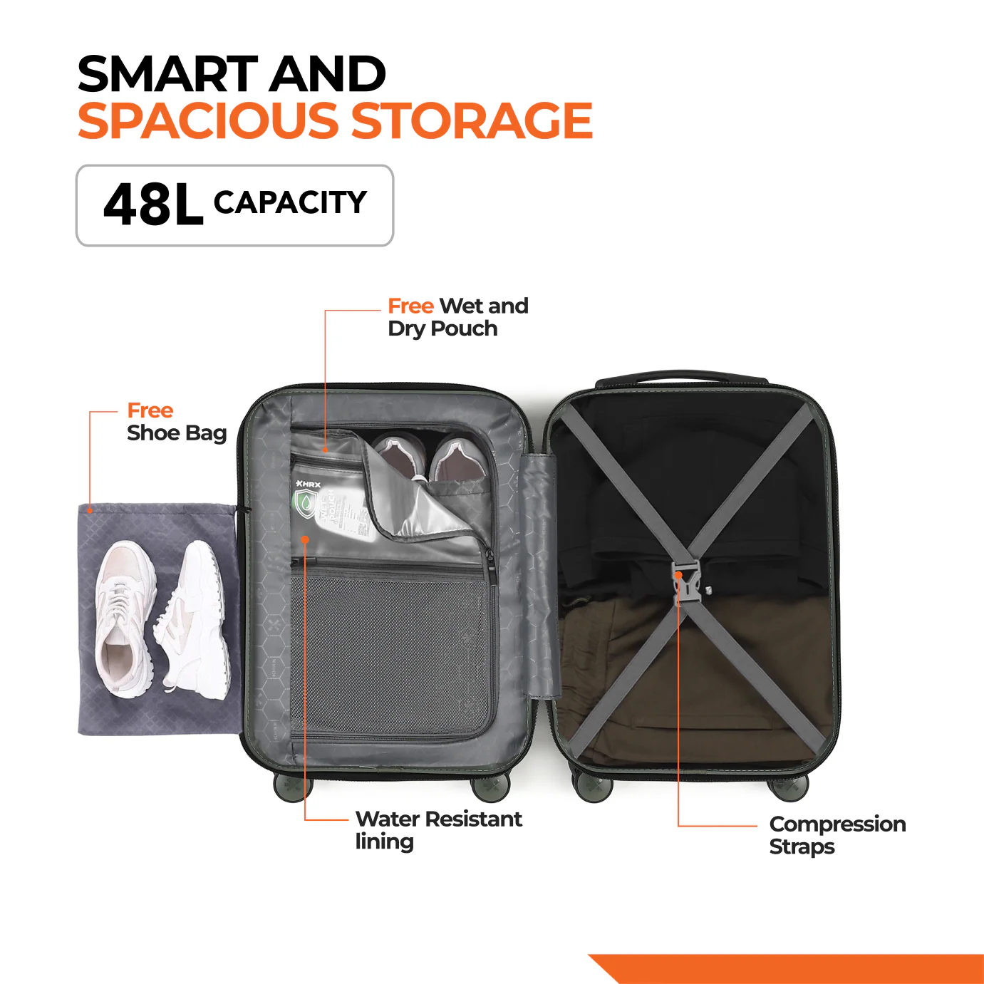 HRX by Hrithik Roshan Small Cabin Suitcase (56 cm) 8 Wheels - Glide - Image 84