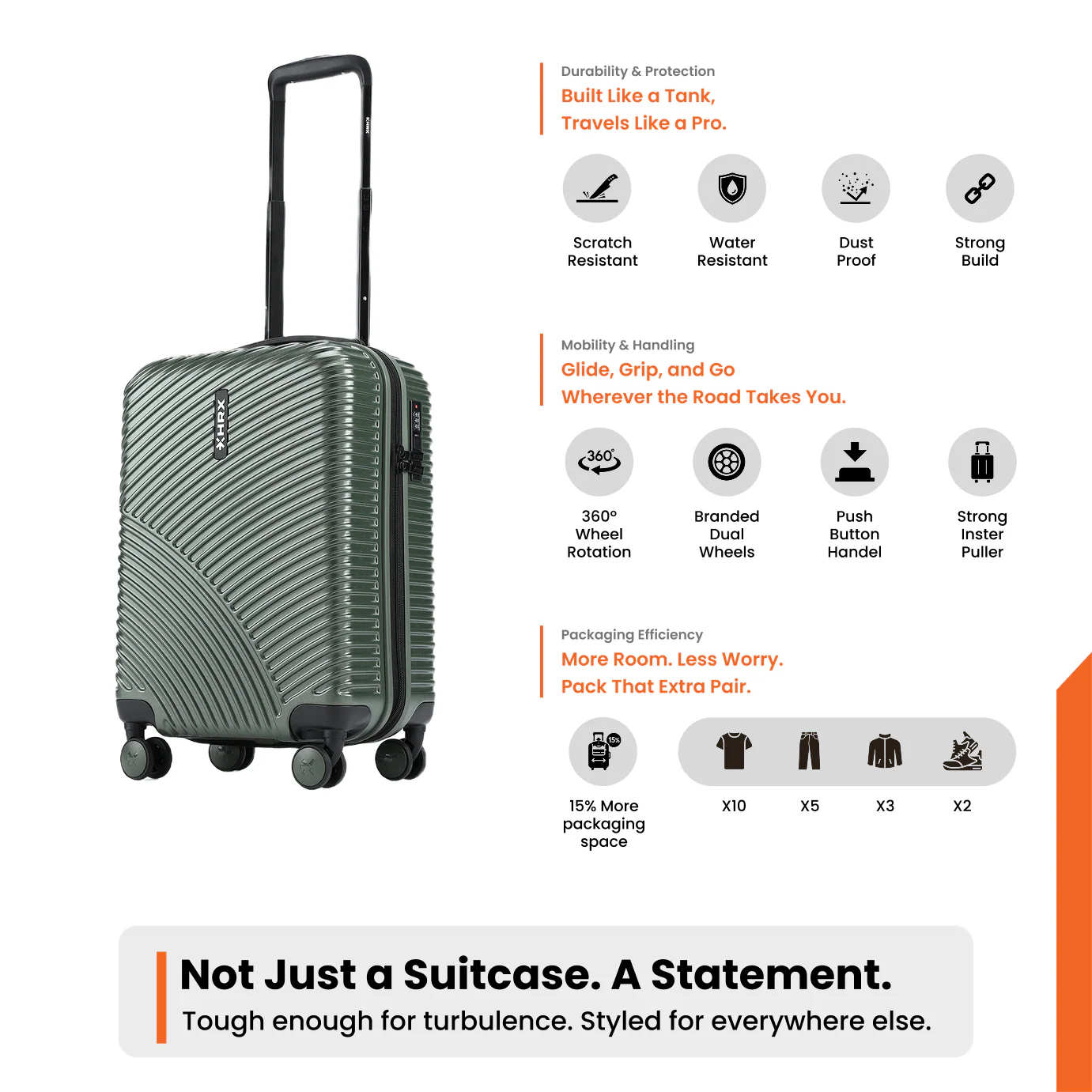 HRX by Hrithik Roshan Small Cabin Suitcase (56 cm) 8 Wheels - Glide - Image 85