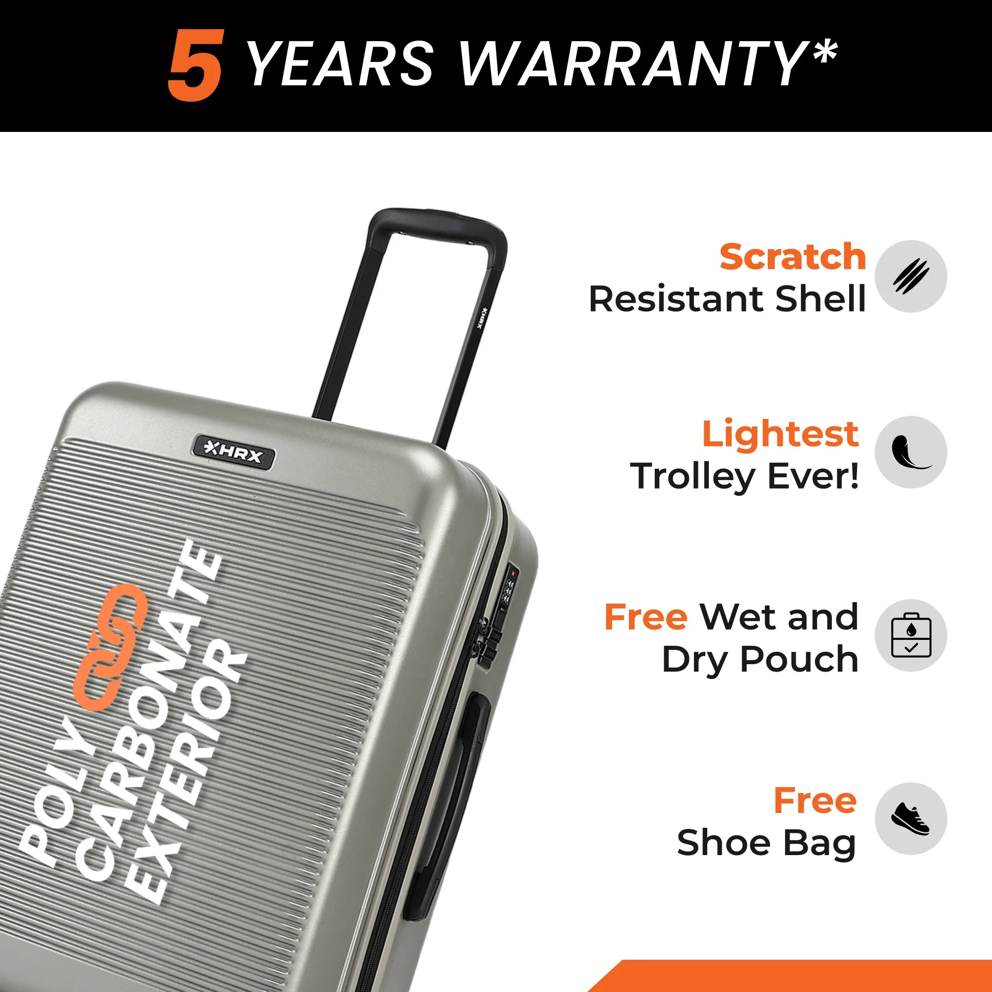 HRX by Hrithik Roshan Small Cabin Suitcase (56 cm) 8 Wheels - Grit - Image 46