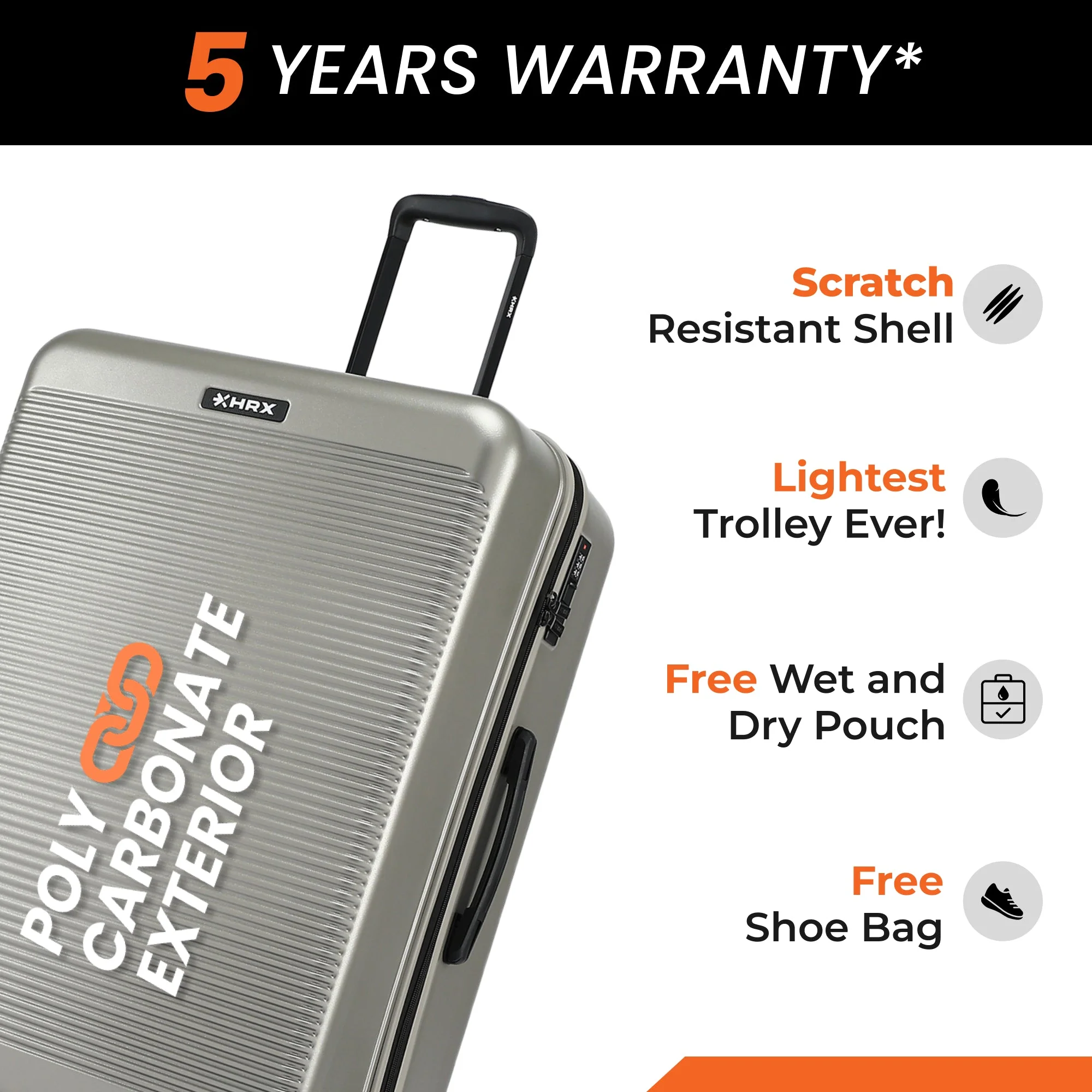HRX by Hrithik Roshan Small Cabin Suitcase (56 cm) 8 Wheels - Grit - Image 47
